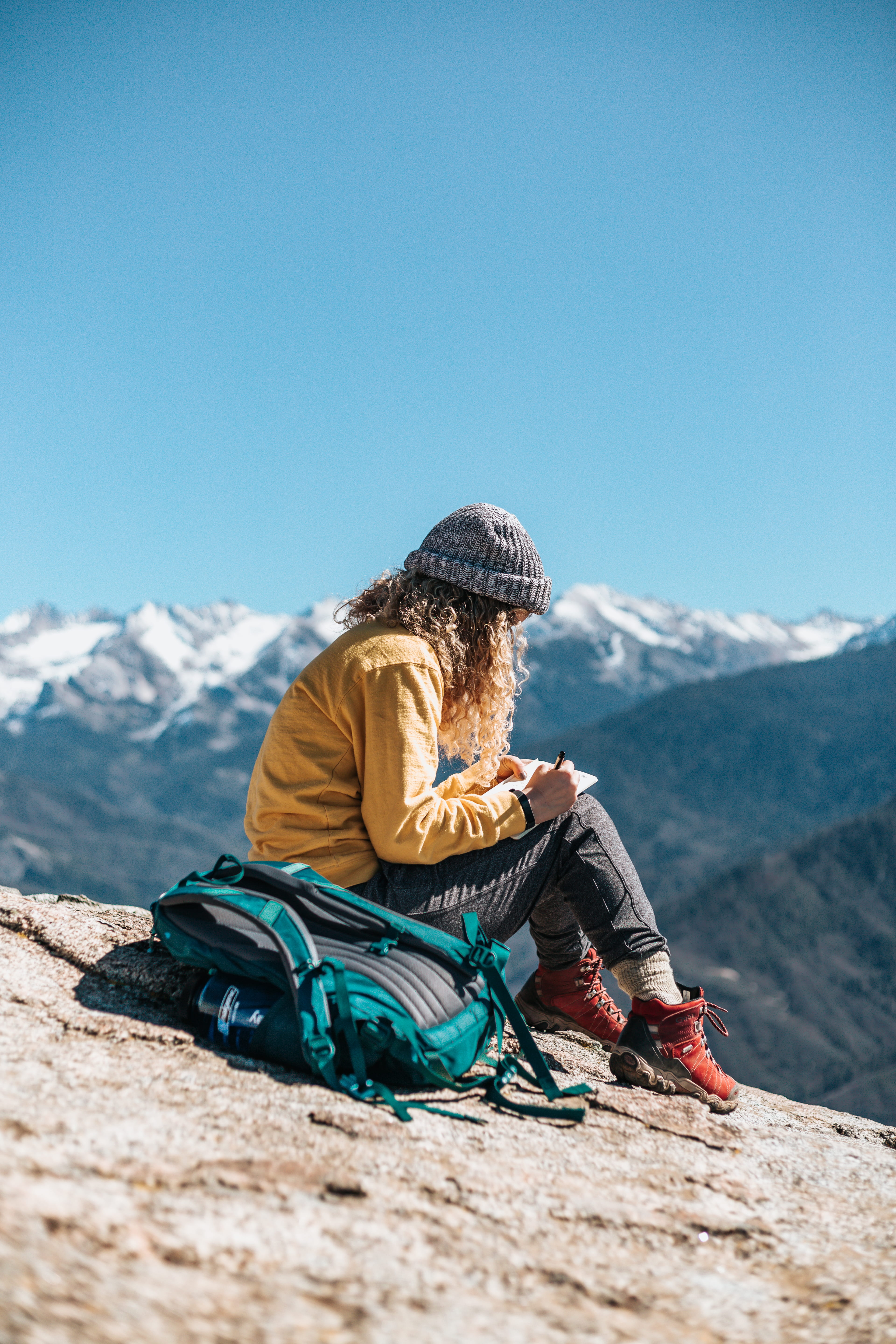 winter, hill, leisure activity, journal, woman, mountains, mountain range, lifestyles, real people, hiking, near, day, scenics - nature, write, one person, Phone HD Wallpaper