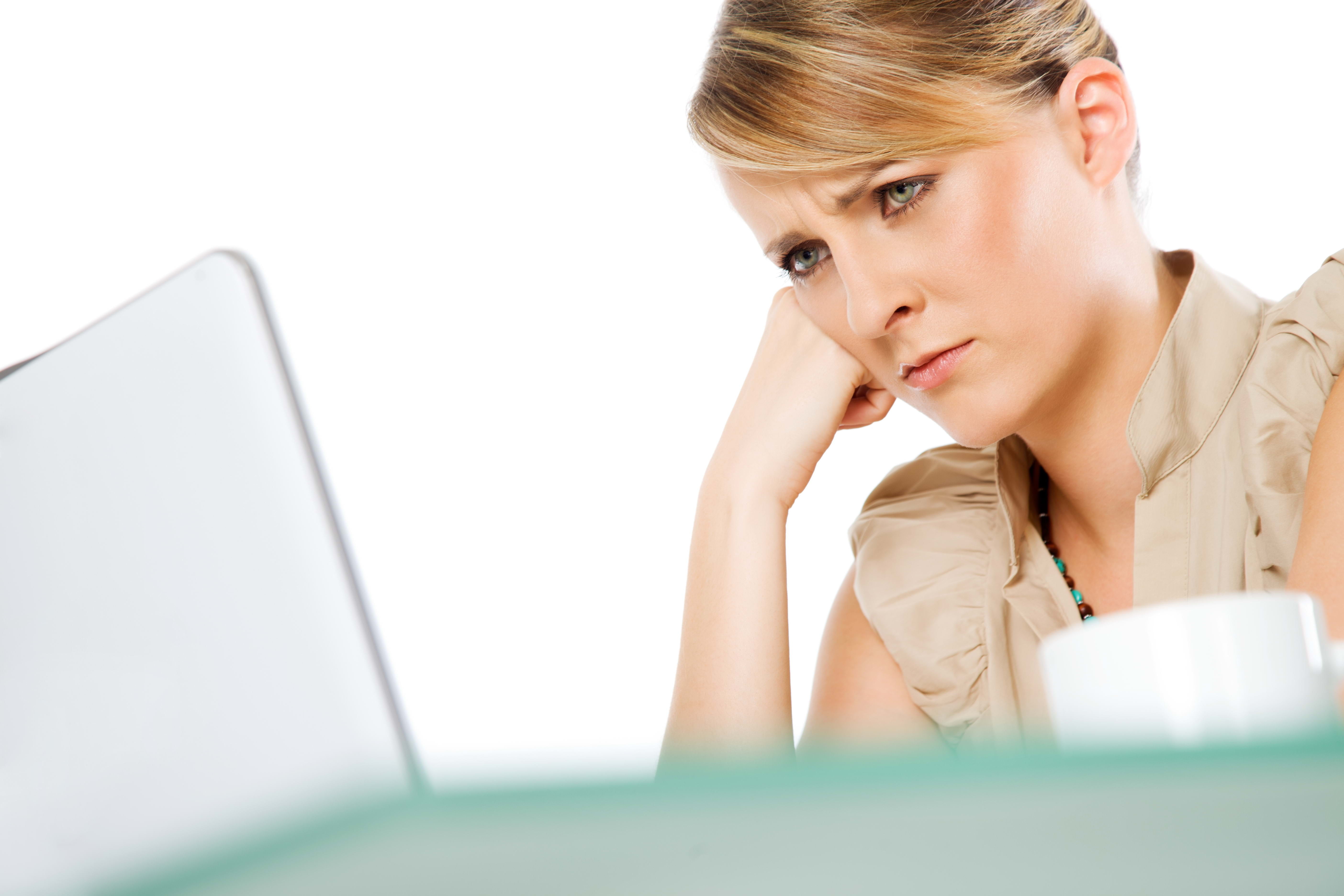 adult, blue eyes, success, internet, working, occupation, depression - sadness, girl, indoors, s, business Person, frustration, white Collar Worker, table, HD Wallpaper