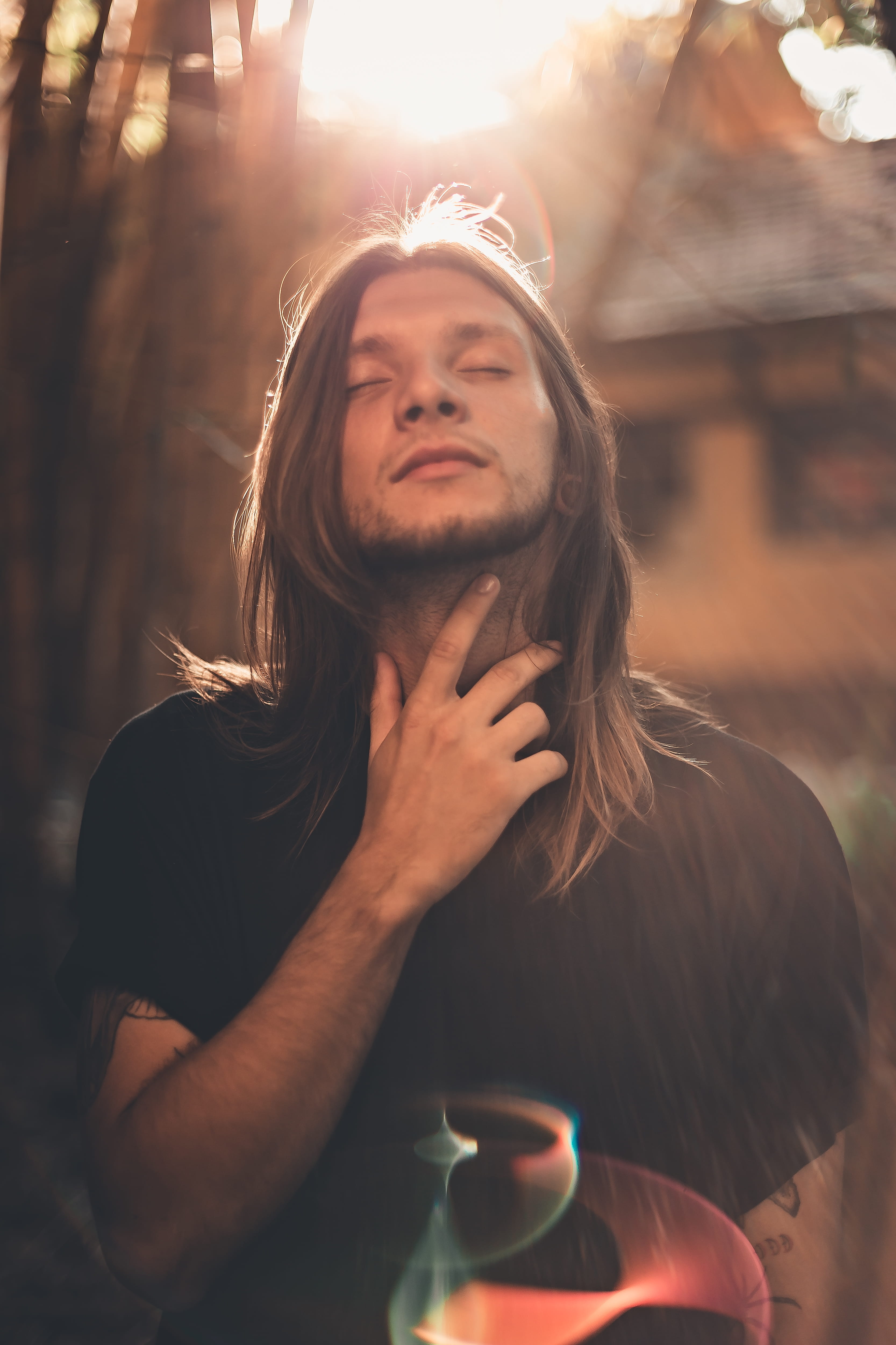 casual clothing, young adult, hand, male, male model, model, youth, blond hair, facial hair, waist up, posing, lens flare, guy, human, young, one person, Phone HD Wallpaper