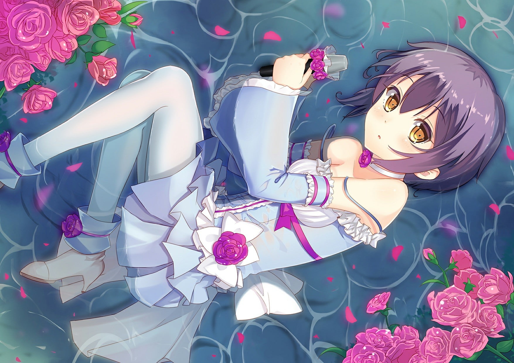 girls, rose, nagato yuki, melancholy, suzumiya, yuki, 720P, anime, nagato, character, 1754x1240, flowers, anime girls, the melancholy of haruhi suzumiya, HD Wallpaper
