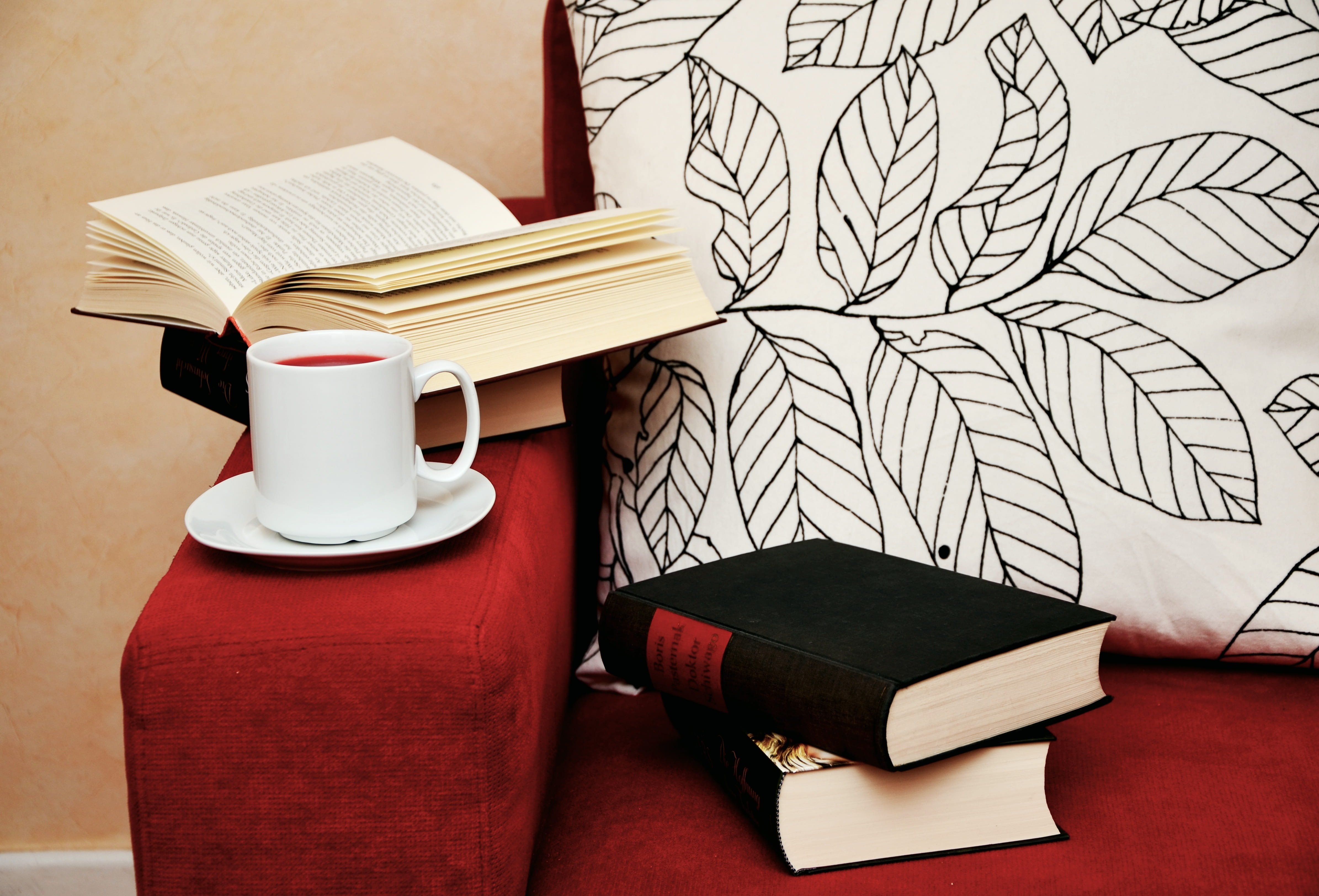 page, seat, cup, chair, no people, literature, 4K, book, read, still life, tea, cozy, publication, browse, study, coffee cup, interior design, armchair, HD Wallpaper
