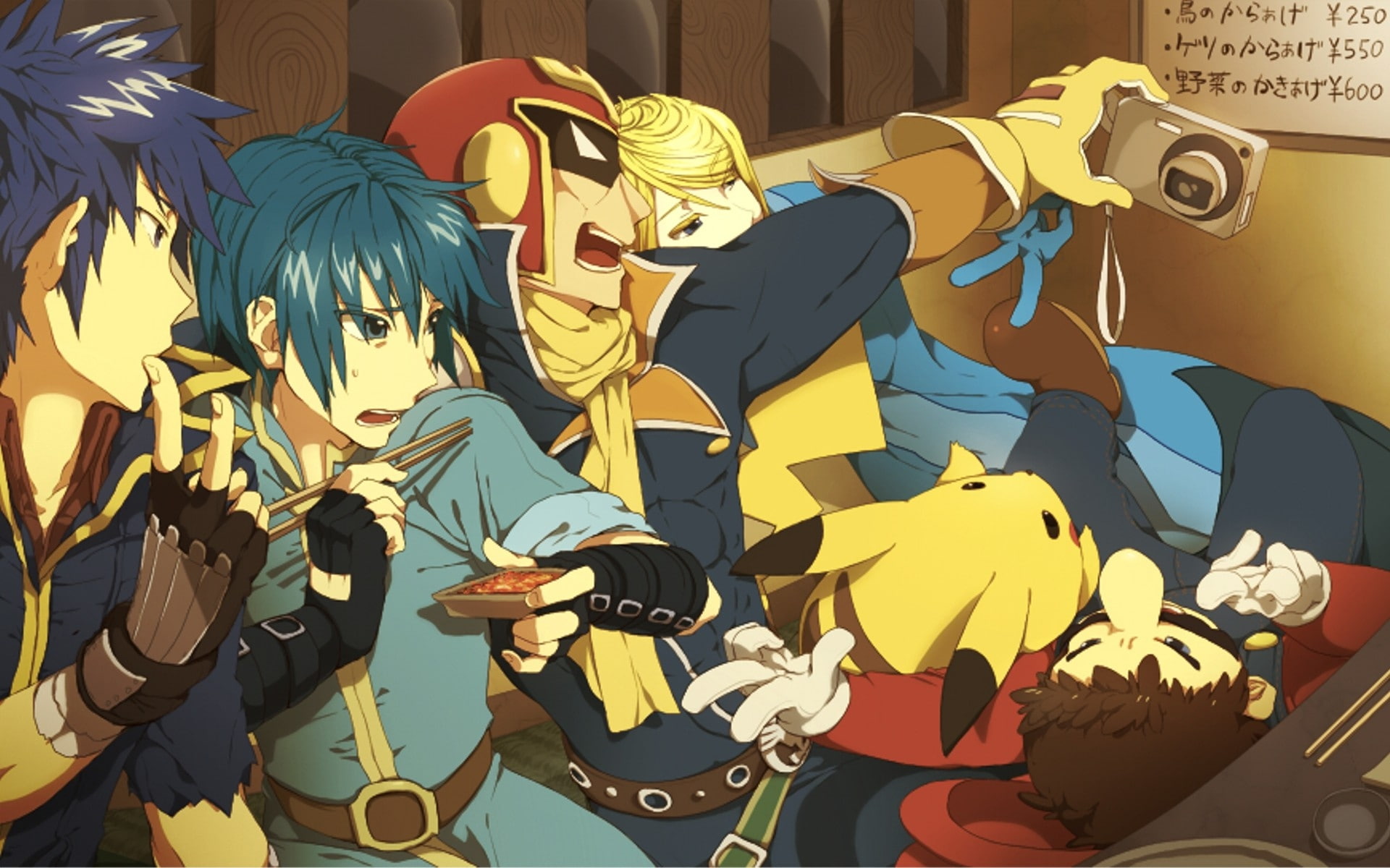 1080P, falcon, Mario, bros, art, Pikachu, samus, games, smash, aran, captain, video, hd, super, HD Wallpaper