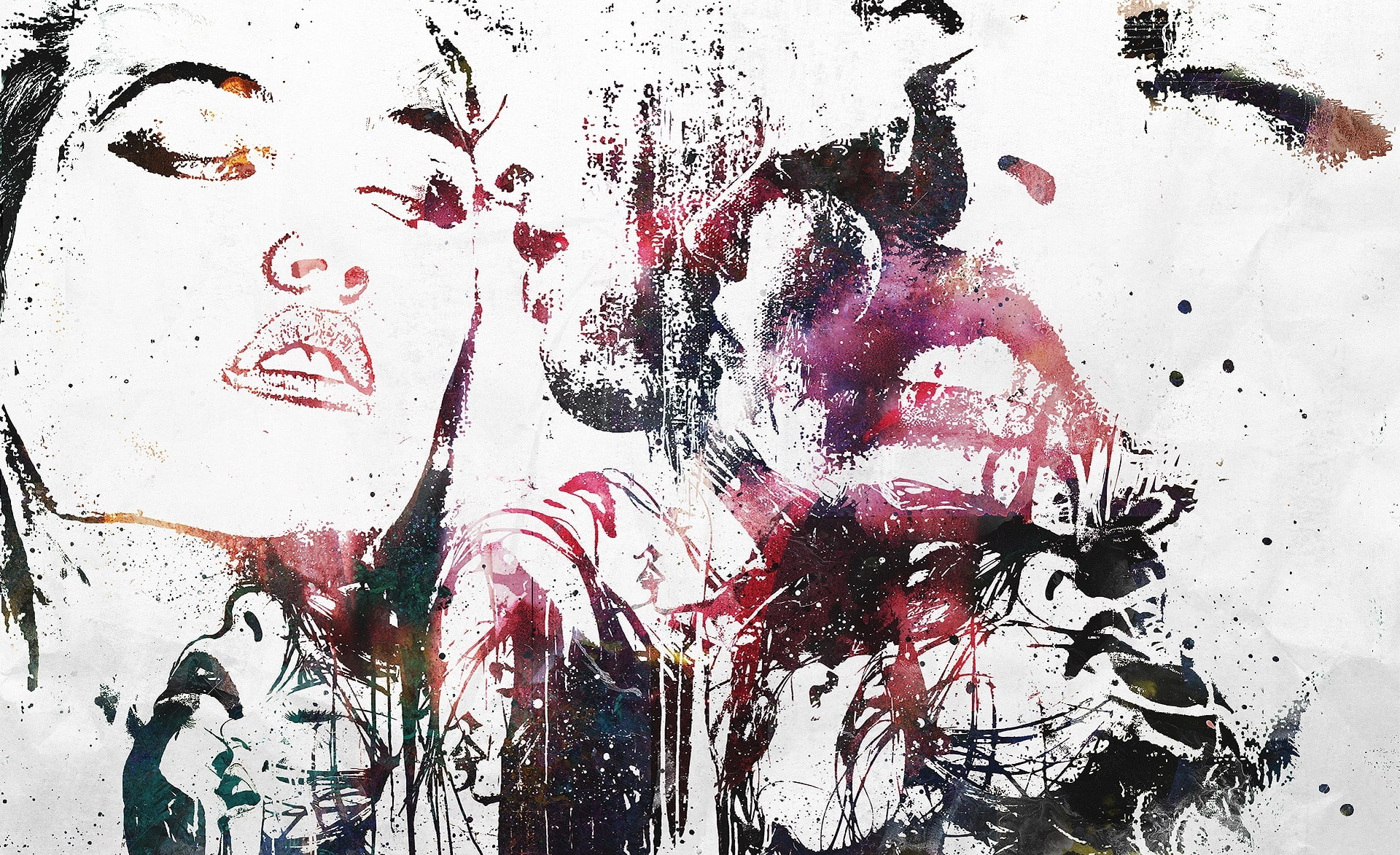 creativity, Woman, Girl, us, abstract, 1080P, Digital, apart, wall - building feature, representation, painting, architecture, Love, art and craft, Tear, HD Wallpaper