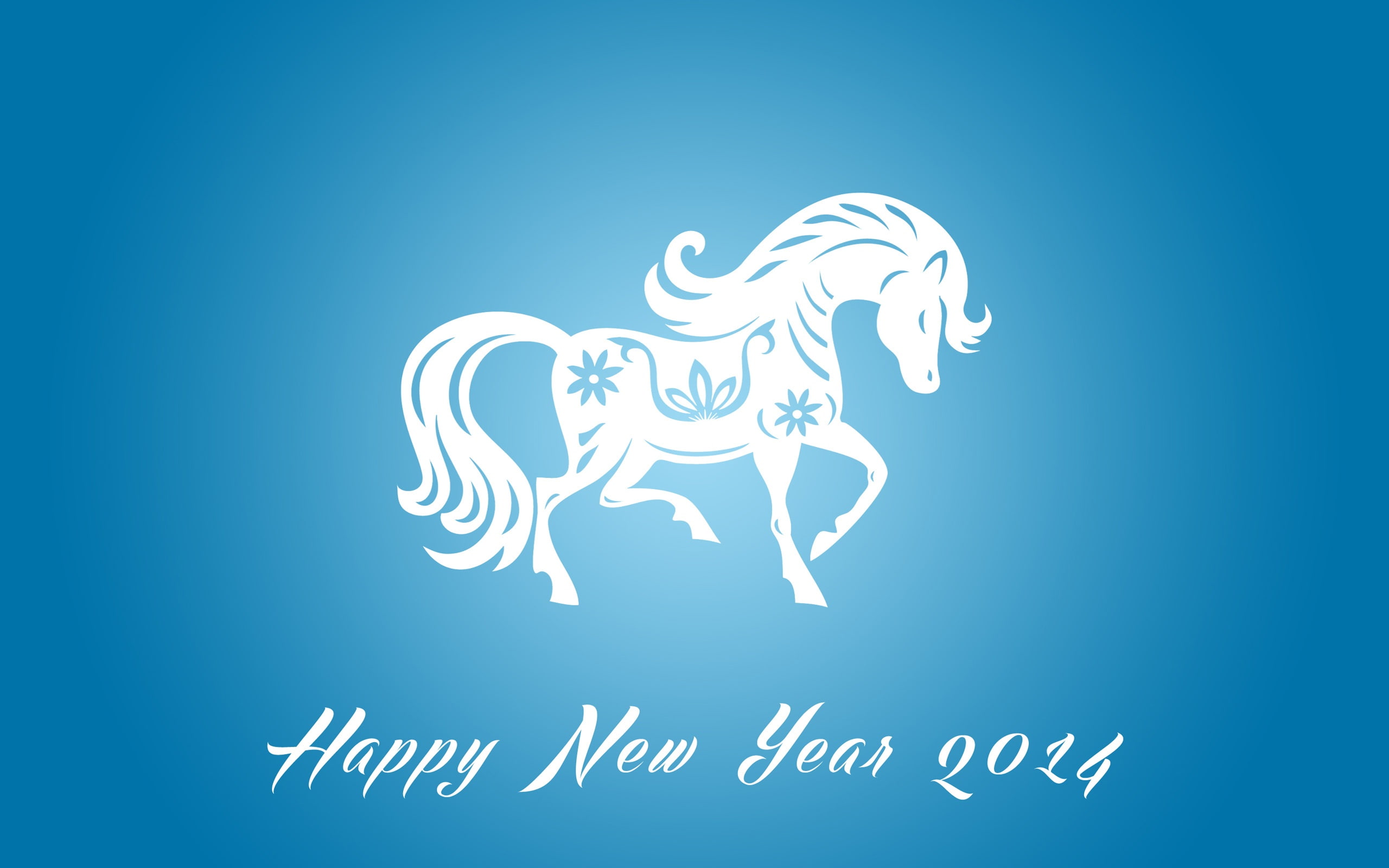 Year, Blue, 2014, Horse, New, Happy, 2K, HD Wallpaper