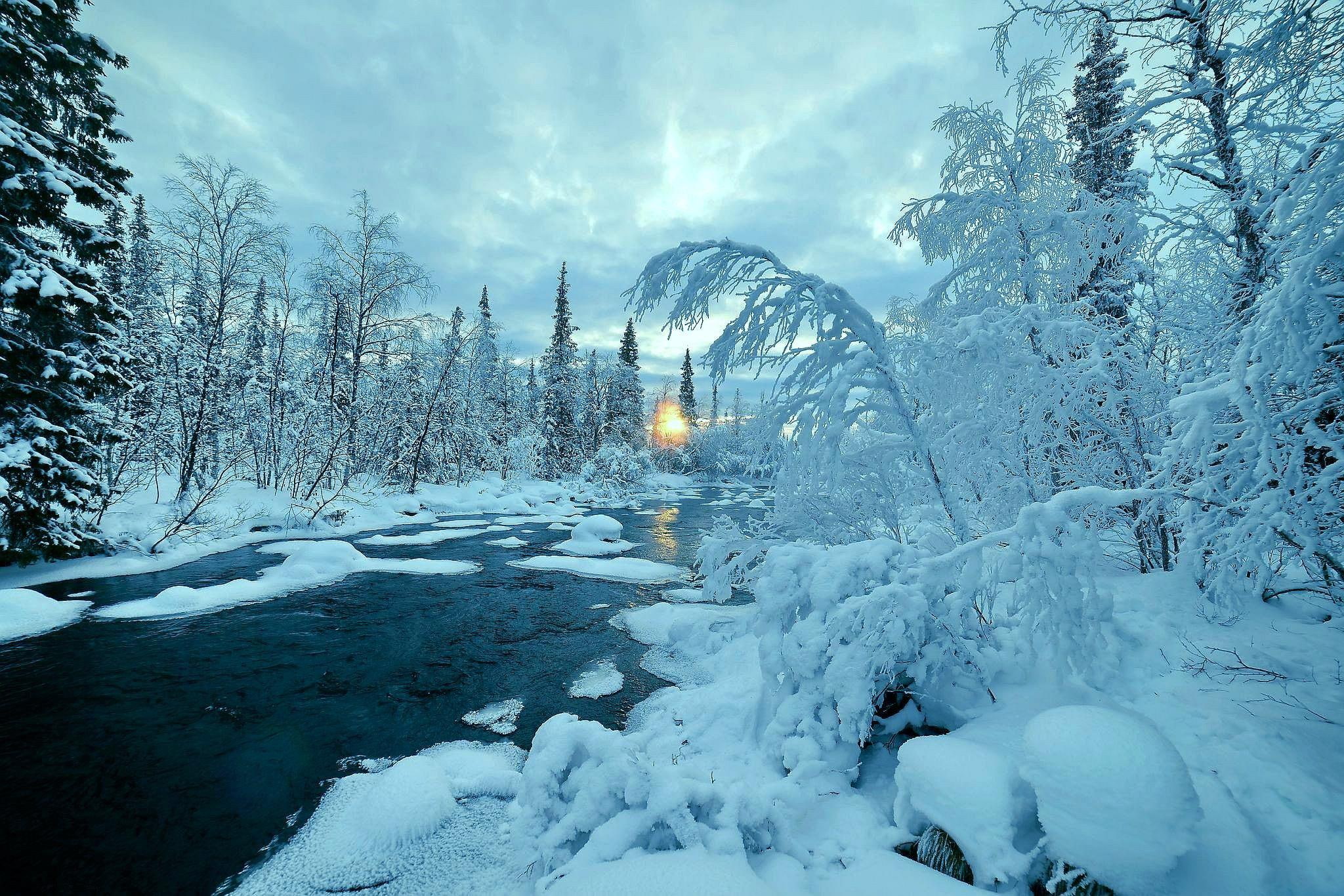 trees, nature, winter, landscape, river, rivers, magazine, 1080P, HD Wallpaper