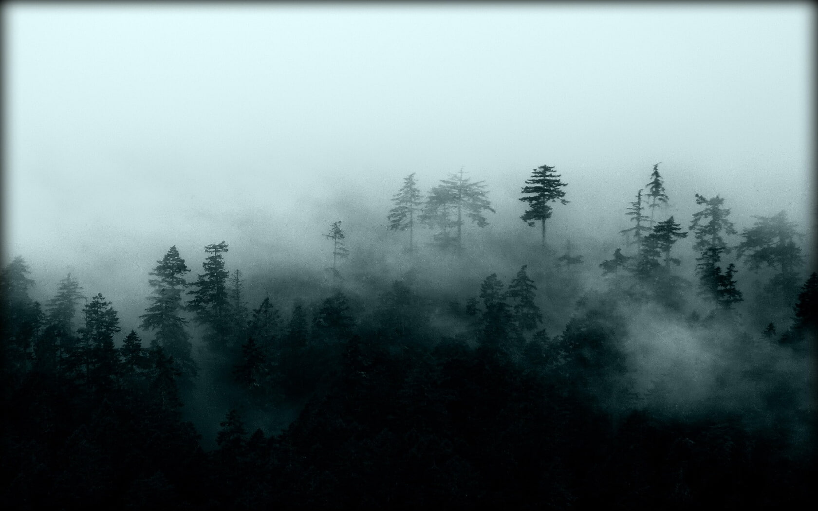 mountain, silhouettes, hd, art, 720P, misty, forests, nature, HD Wallpaper