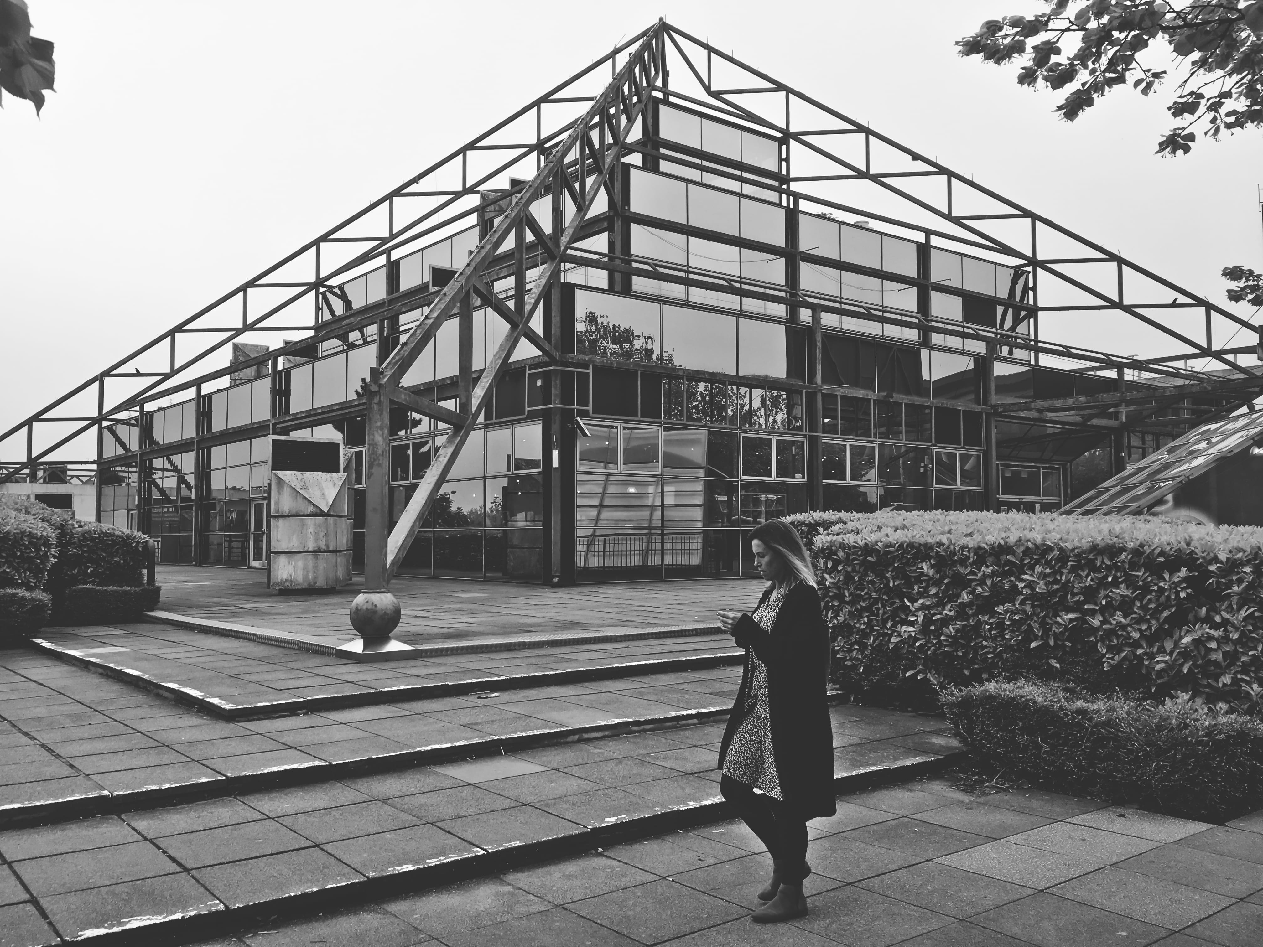 built structure, bridge, skyline, real people, city, one person, geometric, urban, sky, nature, leisure activity, transportation, connection, building exterior, HD Wallpaper