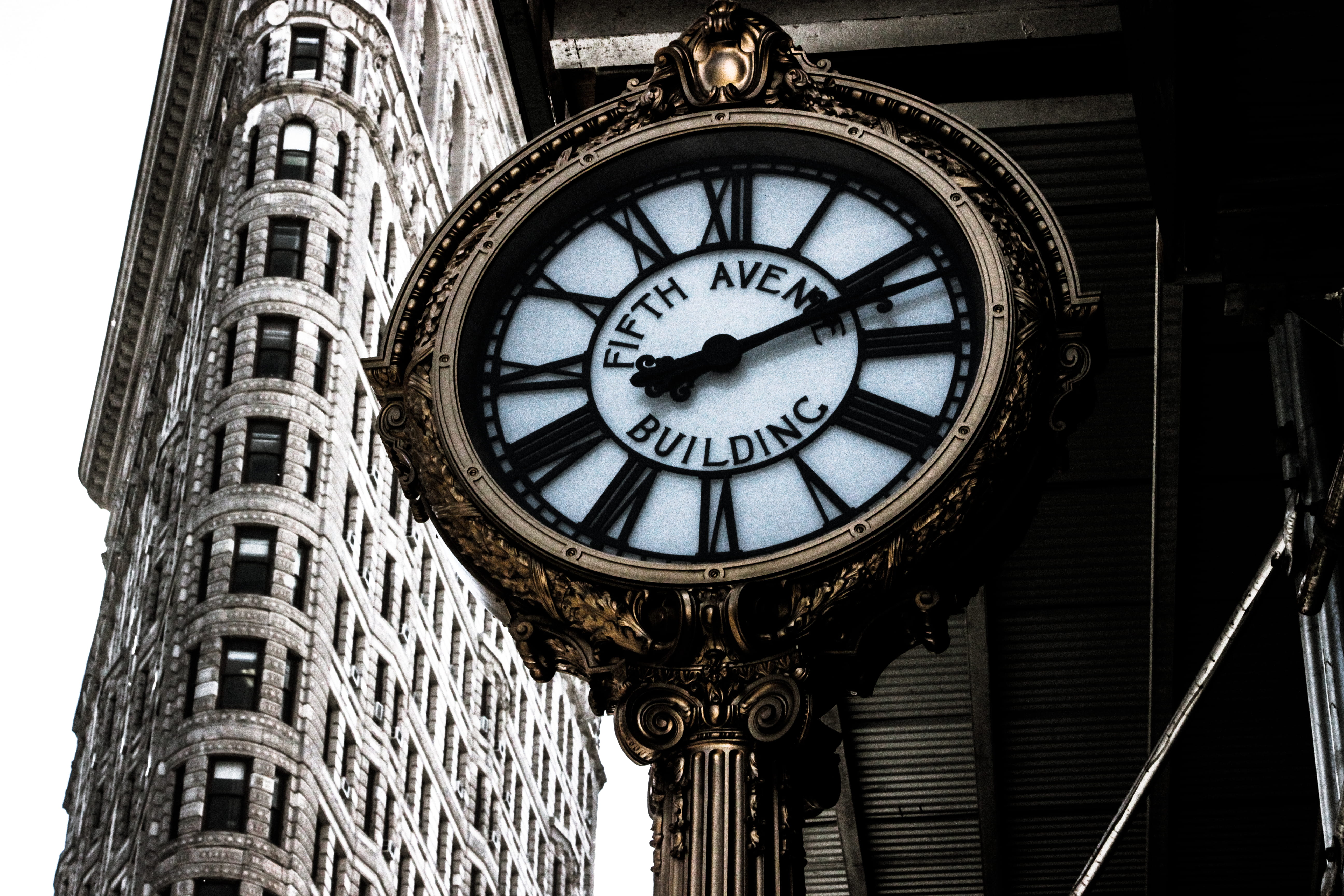 building, ny, wall clock, time, minute hand, day, clock, new york, tower, roman, shape, united states, low angle view, ornate, 5K, building exterior, the past, HD Wallpaper