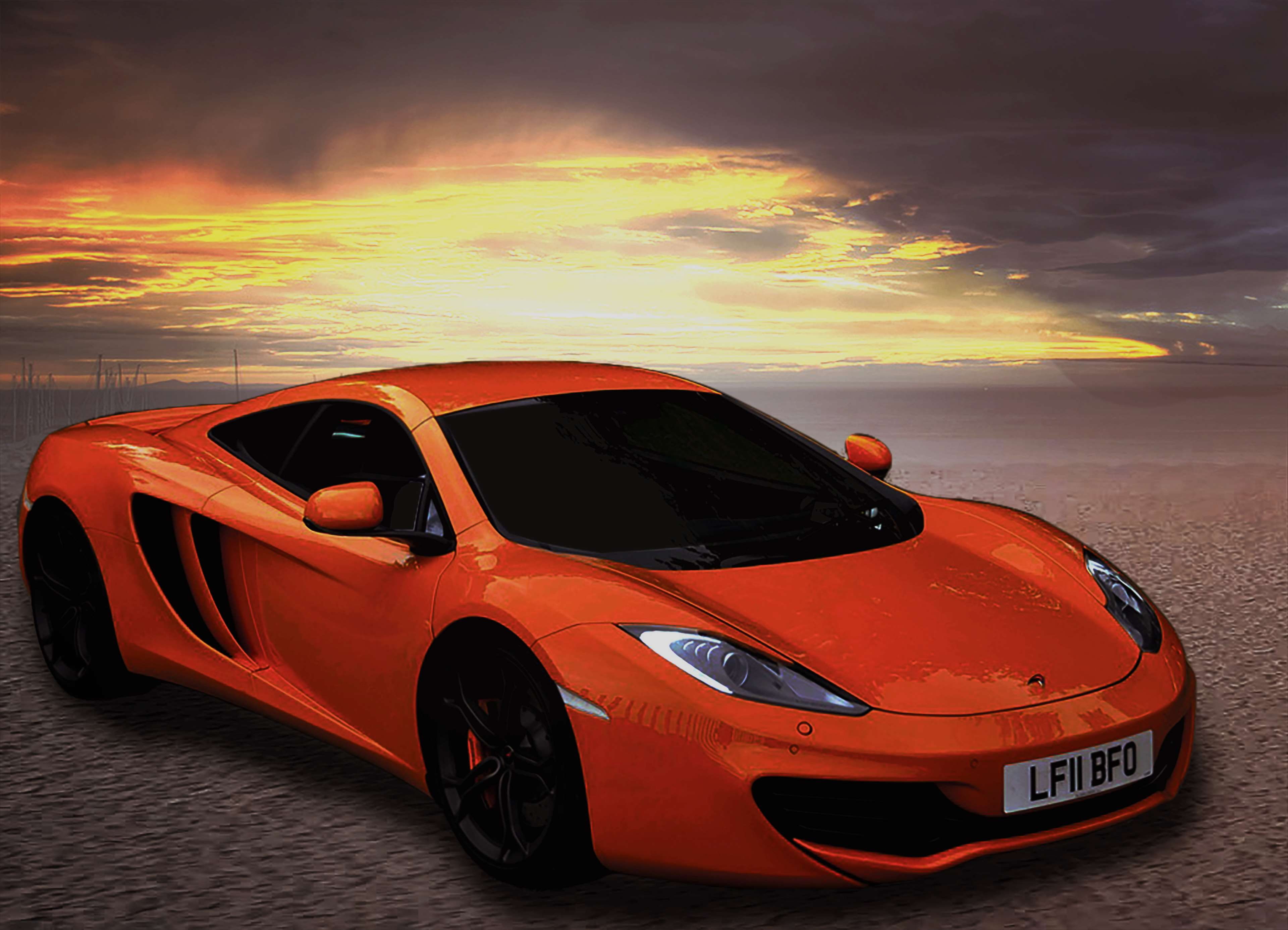 ferrari, sports car, dusk, luxurious, auto racing, nature, no people, lamborghini, sport, luxur cary, wheel, cars, sunset, orange color, racecar, sky, mode of transportation, HD Wallpaper