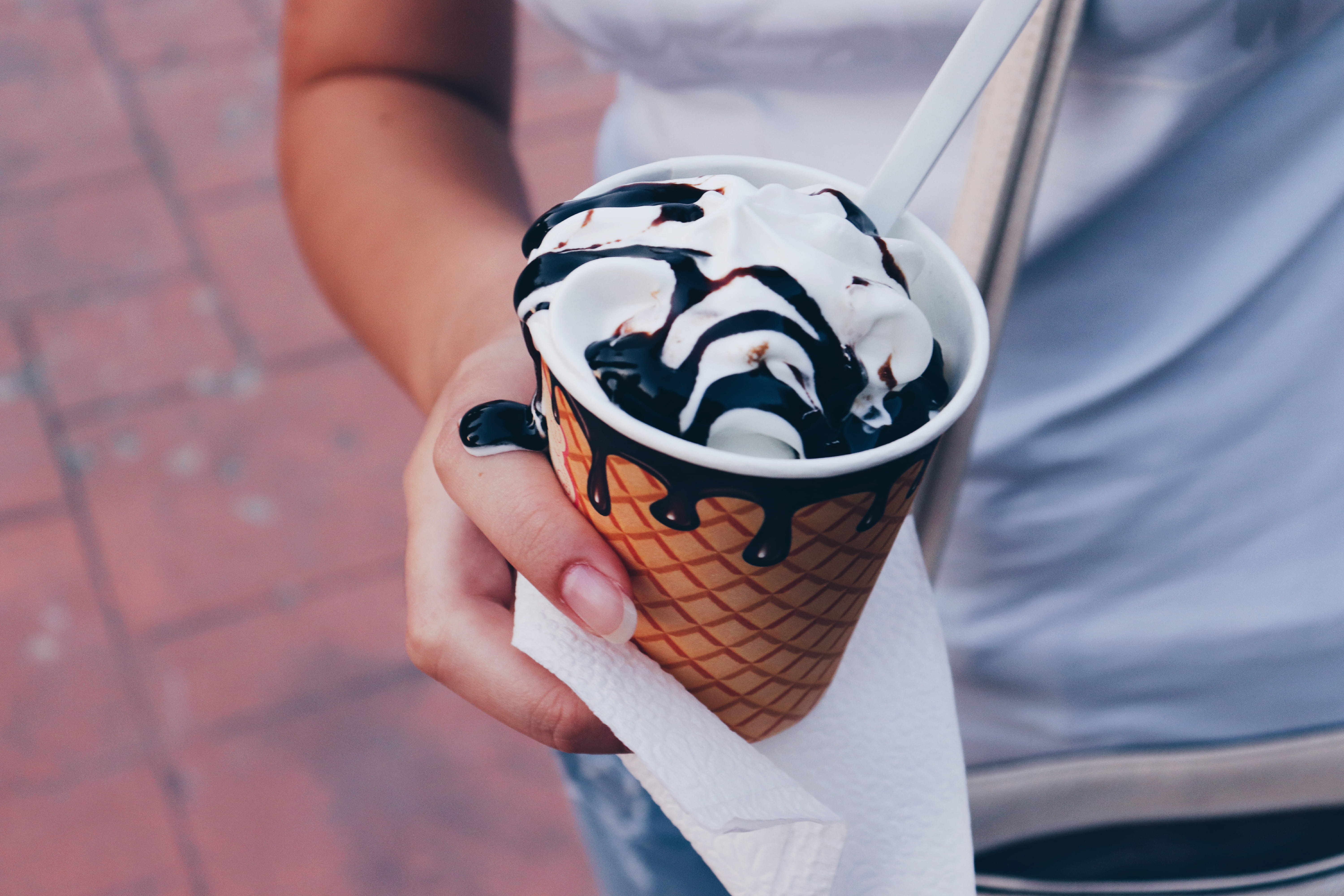 human, holding, icing, sweet, person, culinary, human body part, apparel, hand, personal perspective, one person, yogurt, chocolate, temptation, sweet food, HD Wallpaper