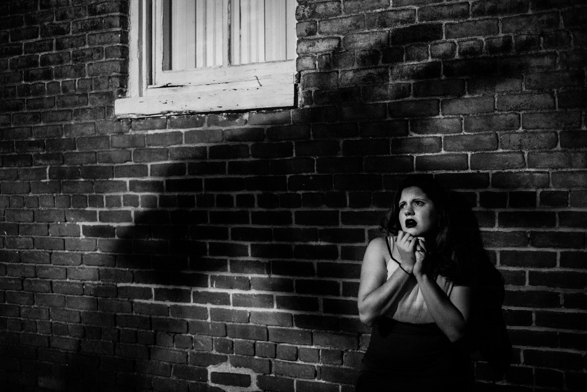 dark, horror, brick wall, leisure activity, young adult, casual clothing, front view, real people, wall, teenager, built structure, wall - building feature, HD Wallpaper