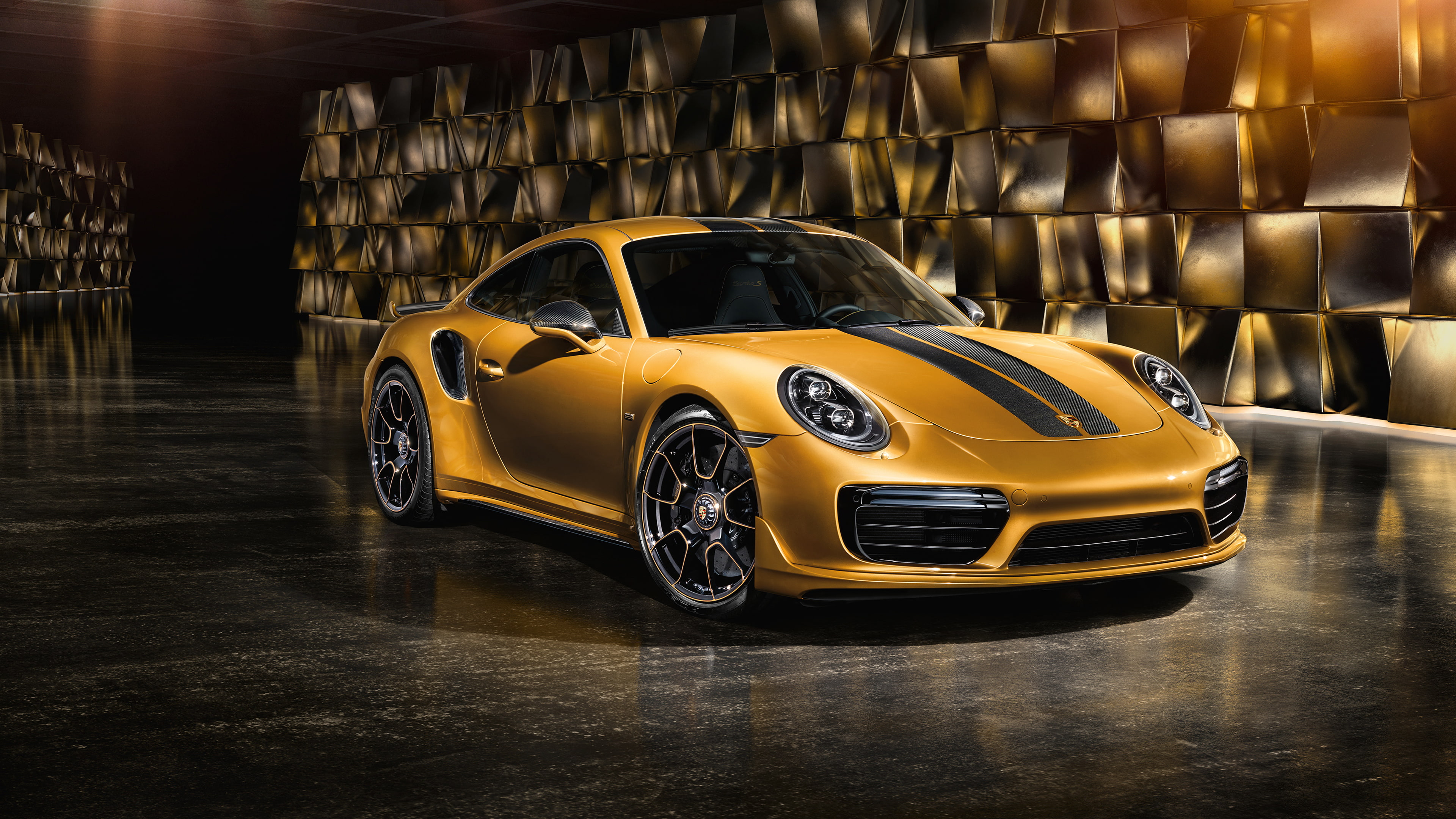 illuminated, 2017, architecture, Series, Porsche, transportation, wealth, land vehicle, yellow, s, night, motion, collectors car, mode of transportation, HD Wallpaper