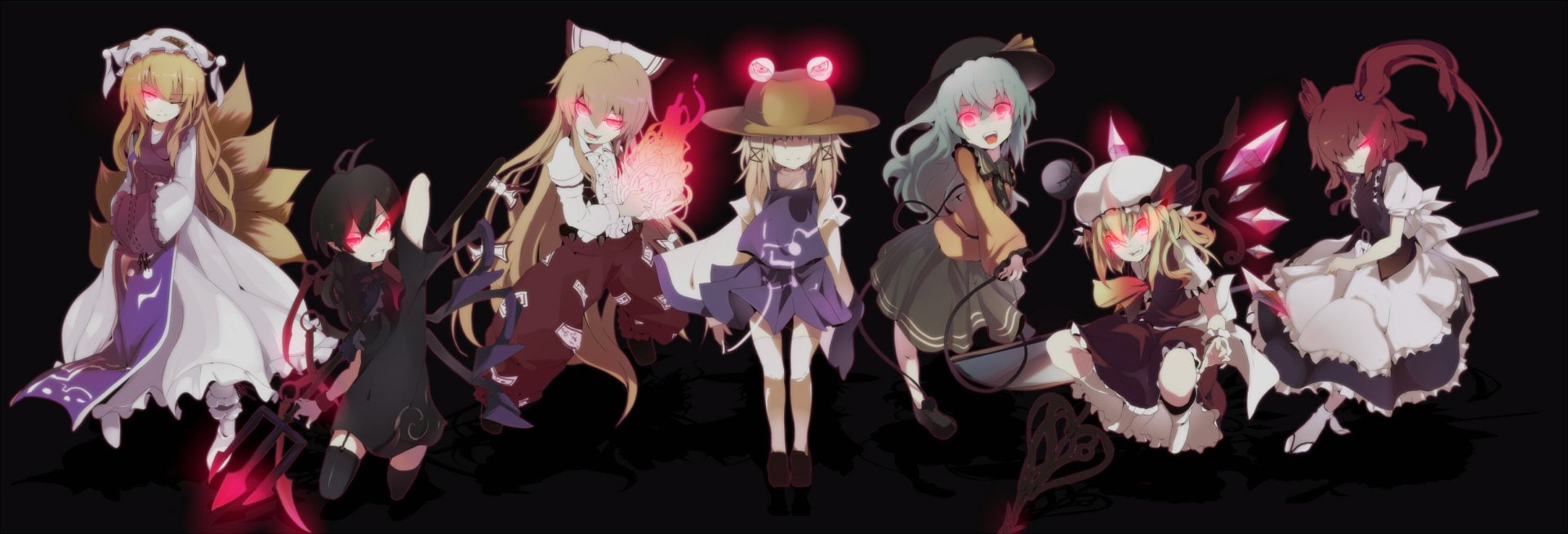 Koishi Komeiji, Flandre Scarlet, Suwako Moriya, Anime, Fujiwara no Mokou, Ran Yakumo, Komachi Onozuka, Touhou, Nue Houjuu, 1080P, HD Wallpaper