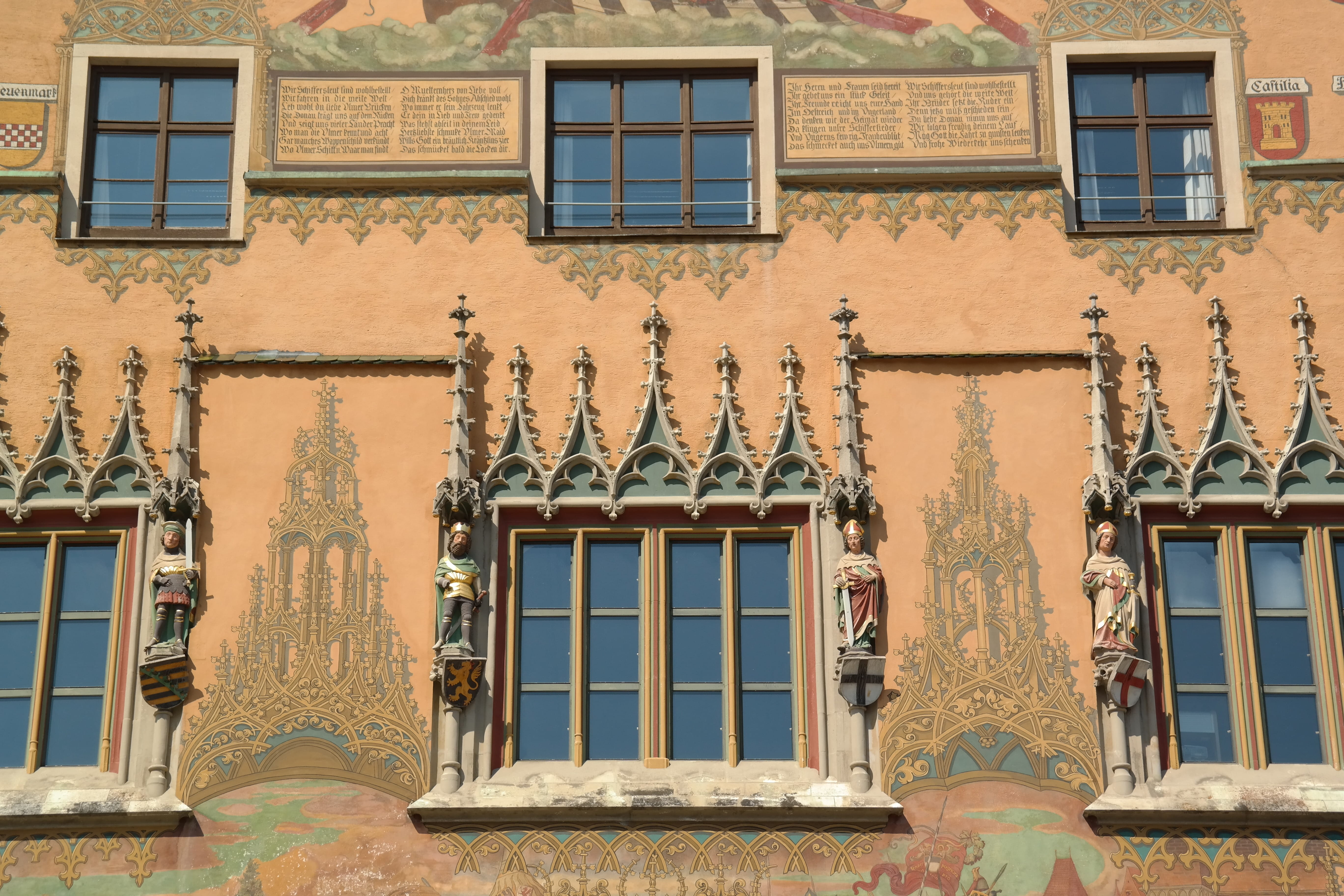 cultures, frescoes, Painting, side by side, Window, 5K, house, backgrounds, low angle view, old, day, residential building, Town Hall, in a row, nature, HD Wallpaper
