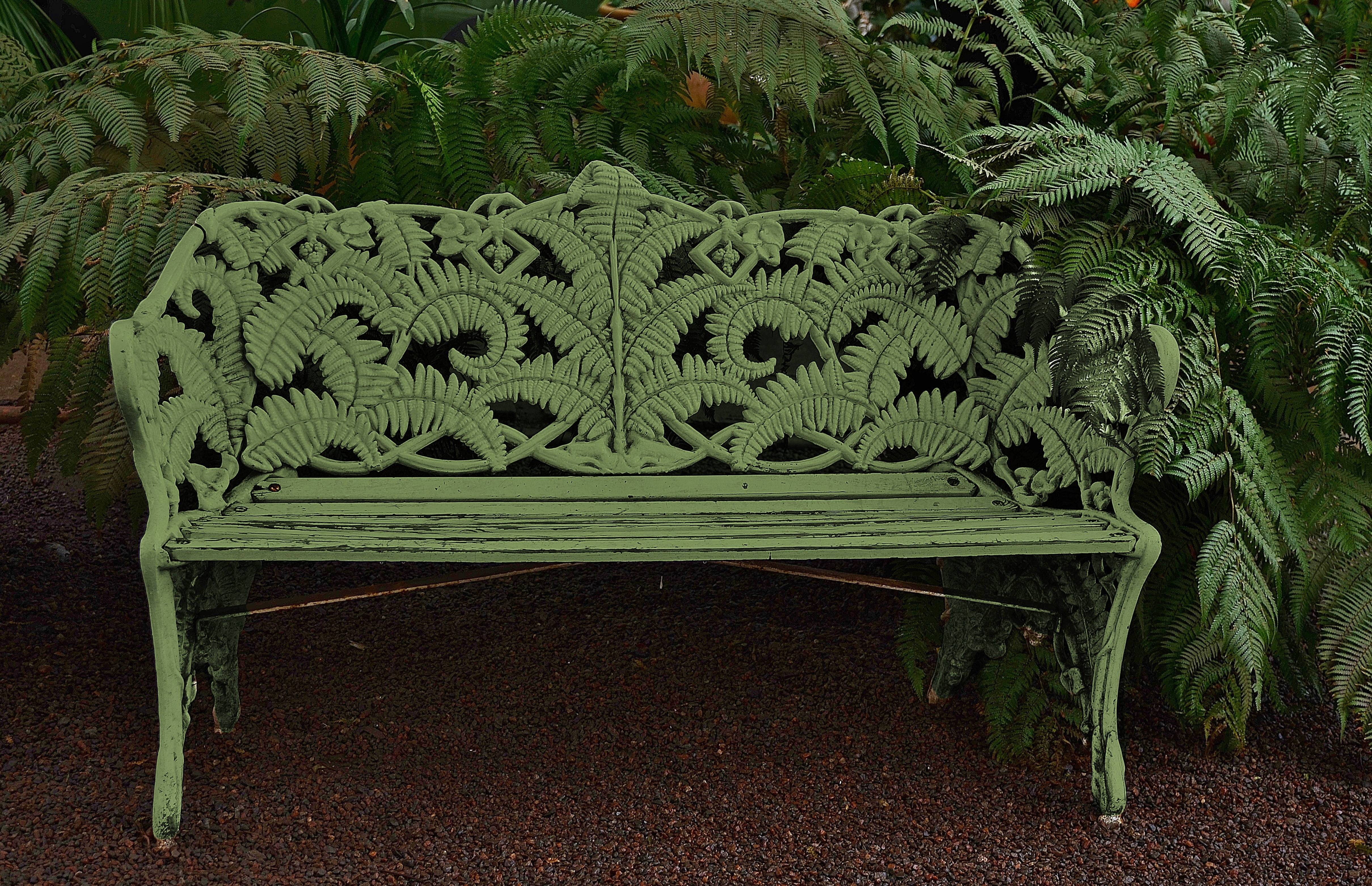 green color, no people, land, relax, agriculture, wooden, tranquility, leafed, furniture, empty, park bench, seat, plantation, day, nature, outdoors, bench, HD Wallpaper