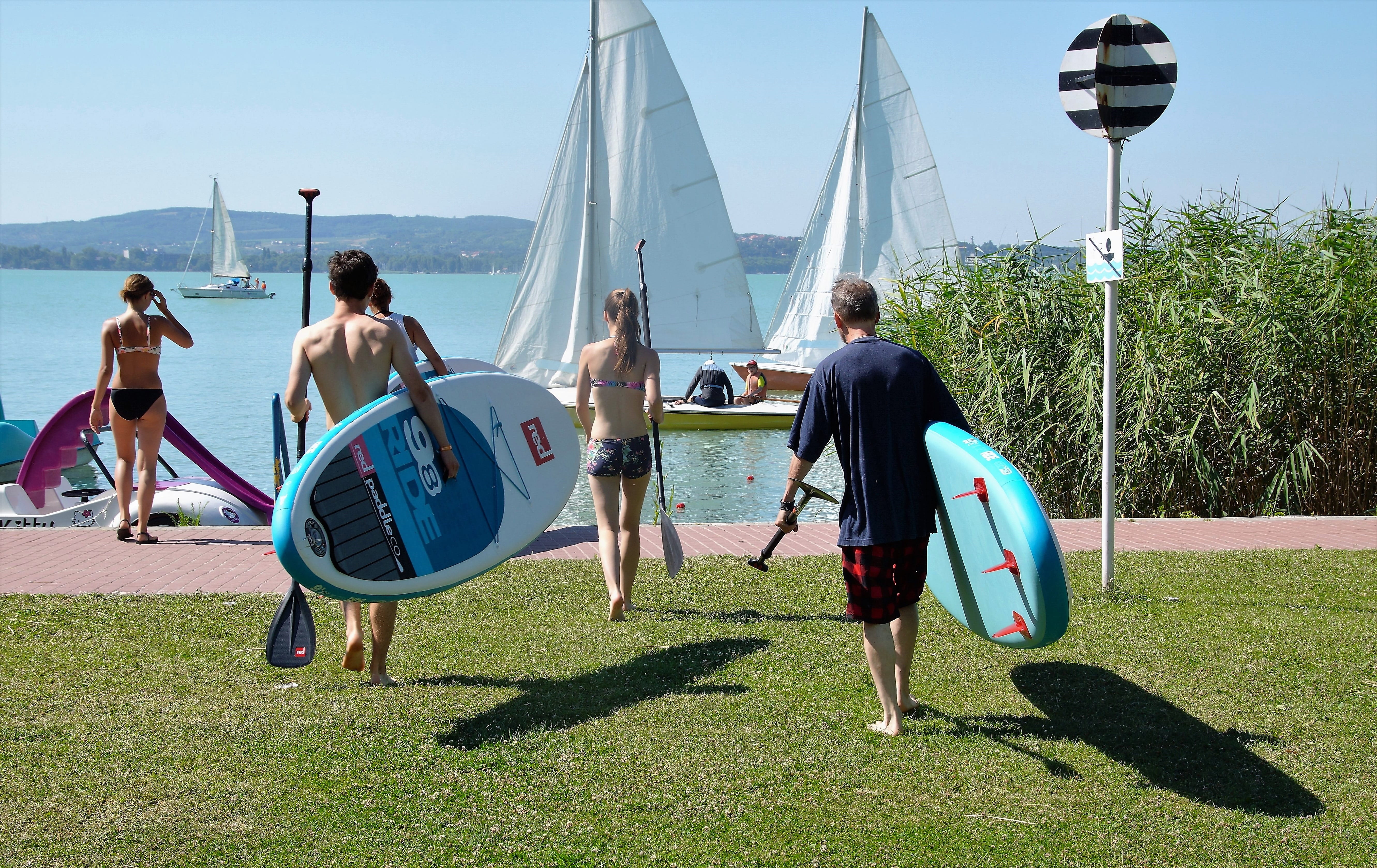 5K, full length, group of people, sunlight, nature, real people, stand up paddle, lake, sky, paddle boarding, paddle, paddling, sea, water, novelty, sunny, HD Wallpaper