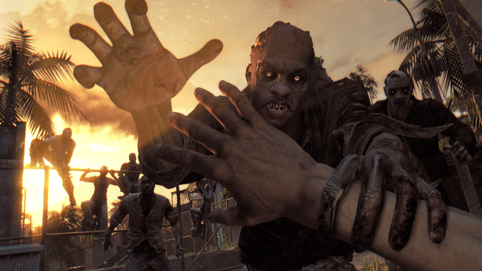 creativity, people, tree, representation, Zombie, Attack, Dying light, male likeness, plant, art and craft, human representation, nature, sunset, outdoors, HD Wallpaper