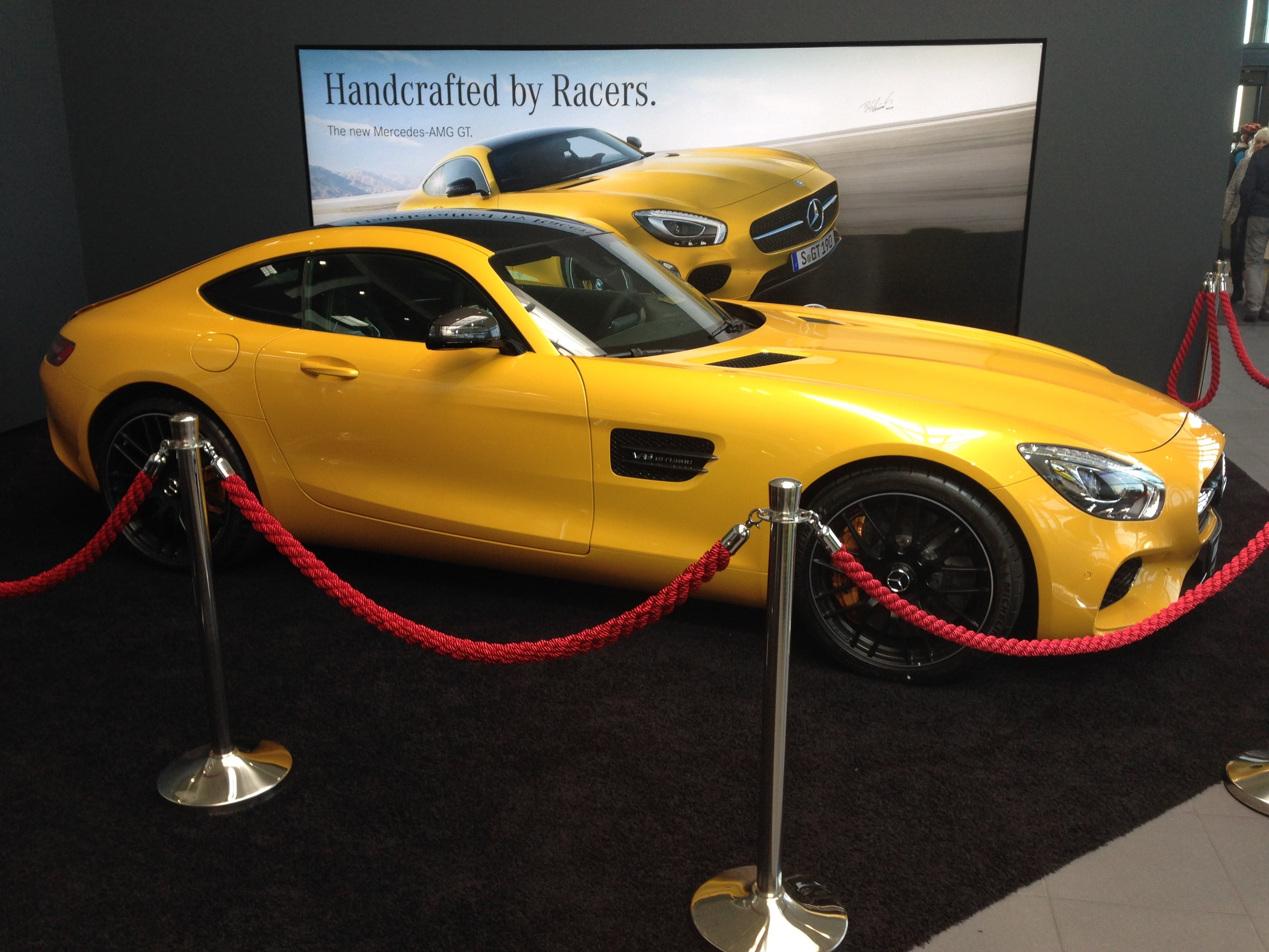 transportation, racing car, sls amg roadster, daimler, novelty, luxury, noble, yellow, metallic paint, western script, no people, fair, elegant, edelkarosse, HD Wallpaper