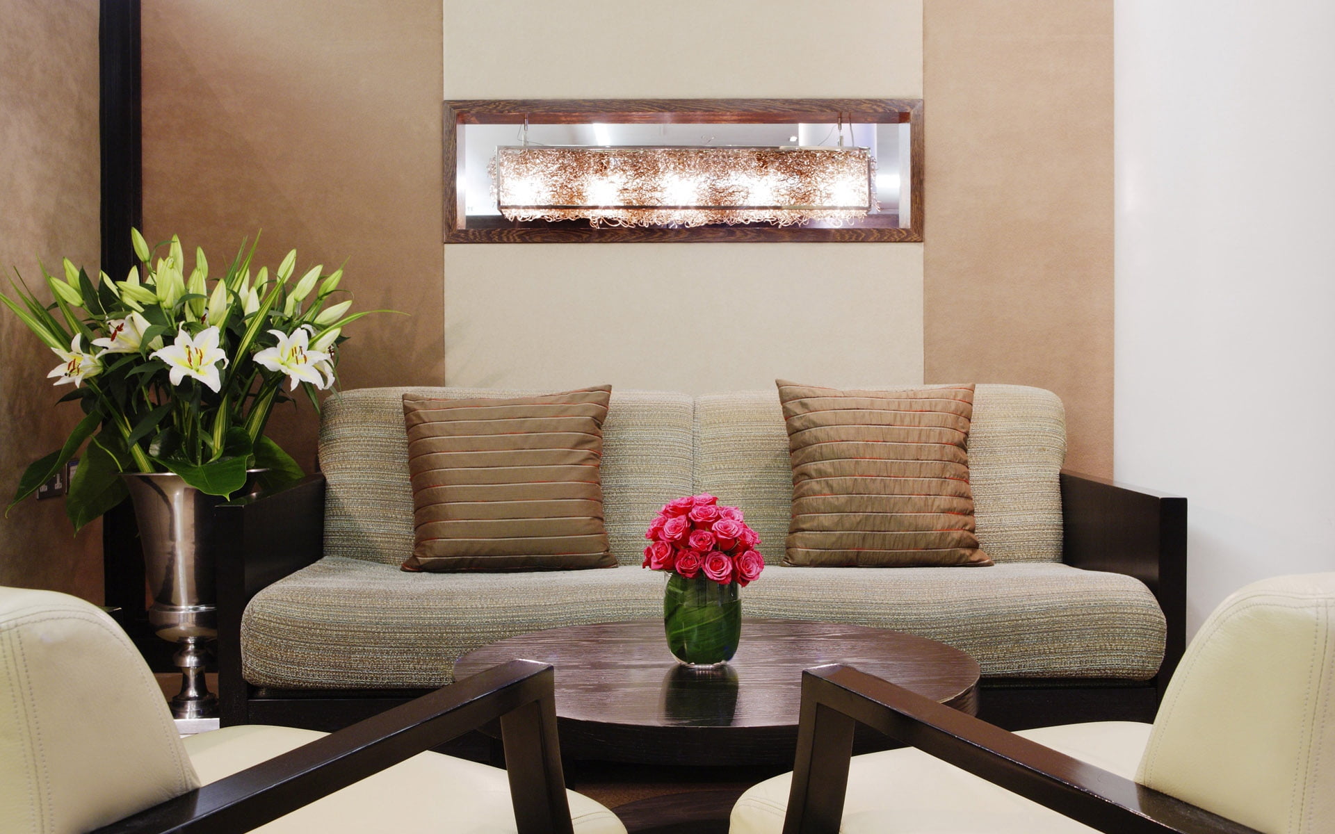 house, flower, brown, decor, room, flower arrangement, home Interior, coffee table, elegance, pillow, home showcase interior, lifestyles, comfortable, base, HD Wallpaper