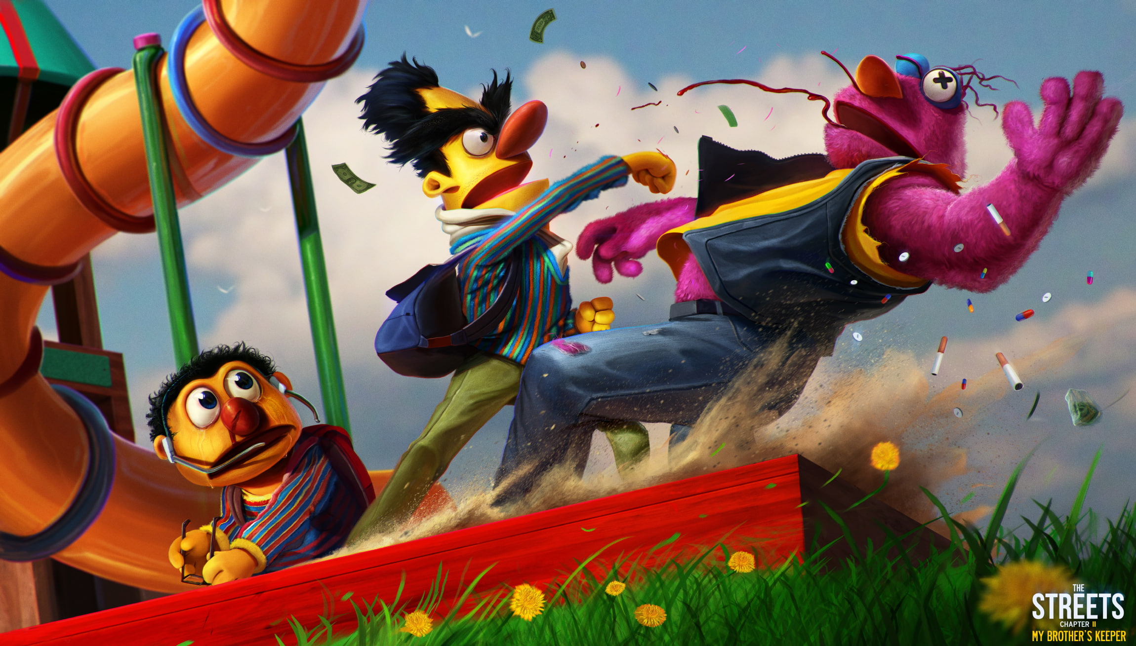Telly, Bert, 1080P, Monster, Ernie, Sesame Street, HD Wallpaper
