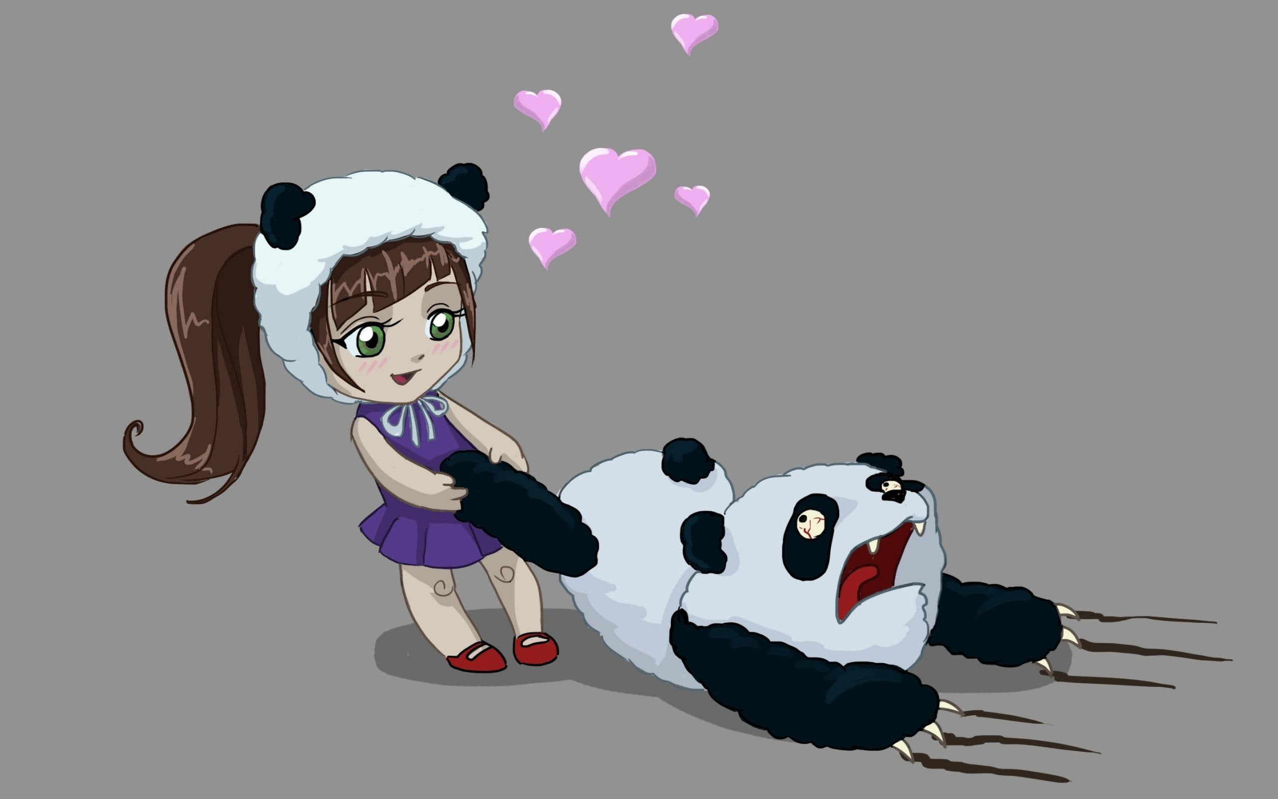2K, love, girl, panda, funny, HD Wallpaper