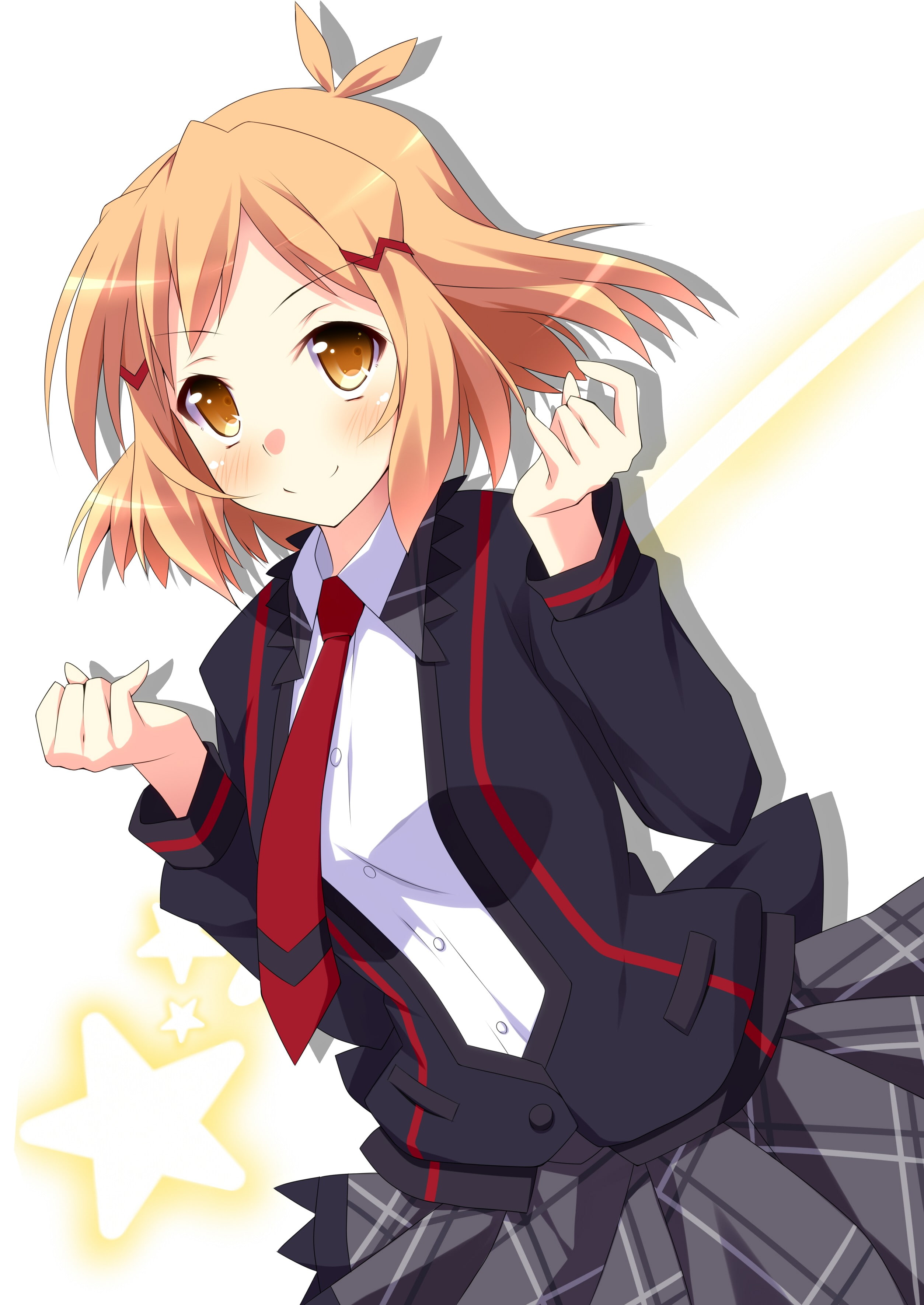 hibiki, symphogear, tie, yellow, senki, eyes, girls, anime, uniforms, zesshou, seifuku, 2K, school, Phone HD Wallpaper