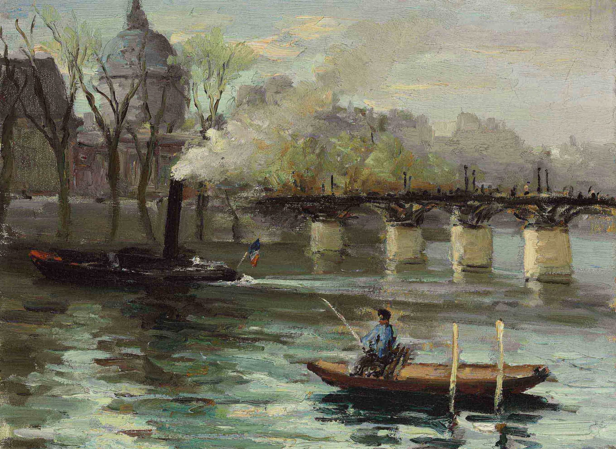 Marseille Dif, Seine in Paris, boat, 1080P, landscape, Pont des Arts and Institut de France, picture, bridge, HD Wallpaper