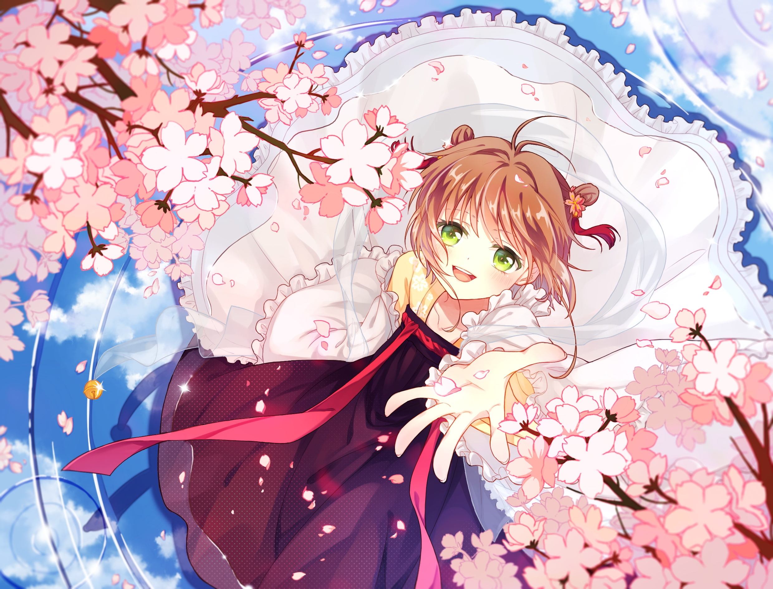 Anime, happy face, card captor sakura, flower, still life, human representation, female likeness, close-up, 1080P, multi colored, plant, decoration, festival, HD Wallpaper