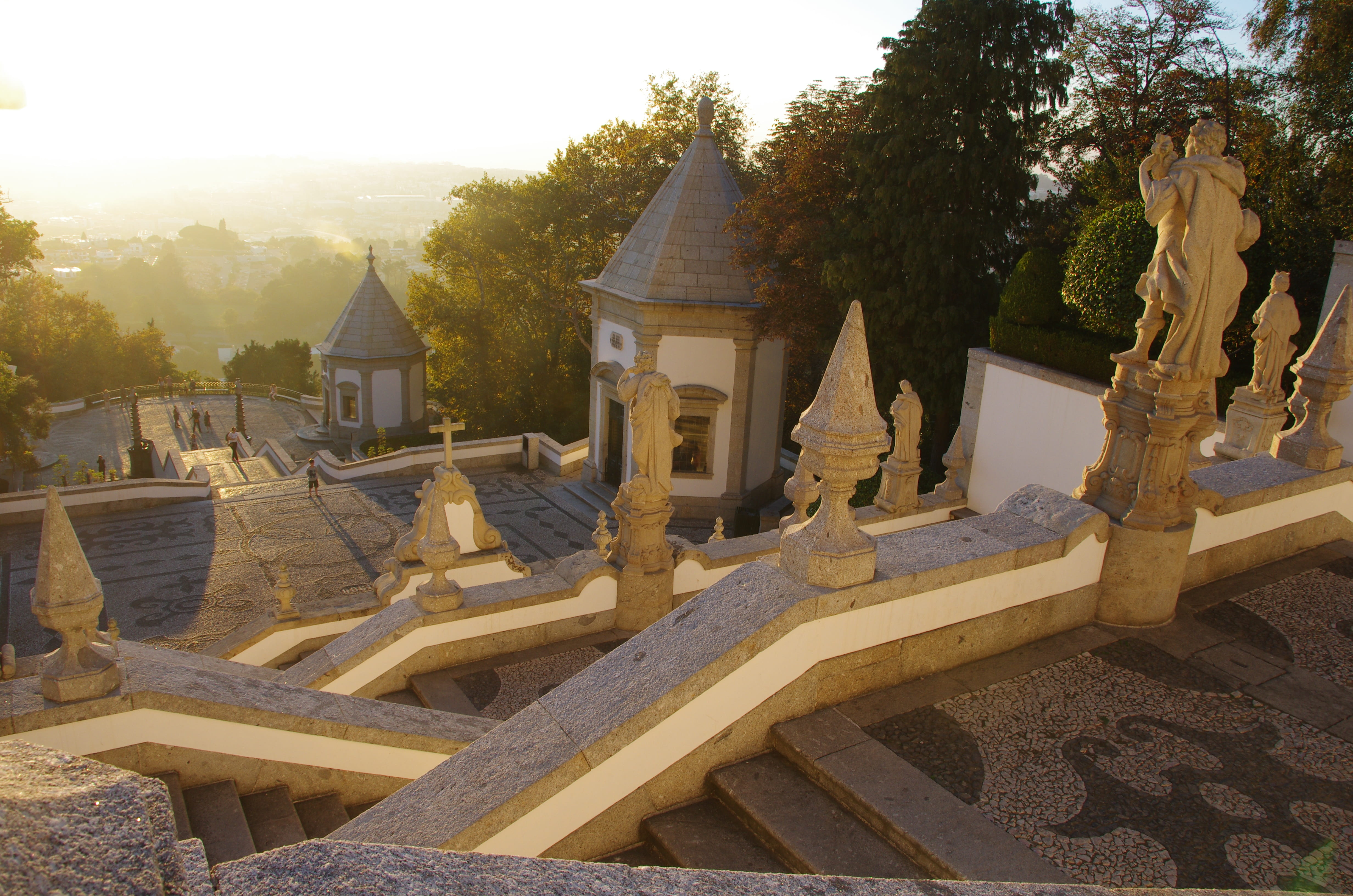 outdoors, architecture, plant, tree, spirituality, bom jesus sanctuary, day, history, no people, portugal, sky, religion, clear sky, building exterior, HD Wallpaper