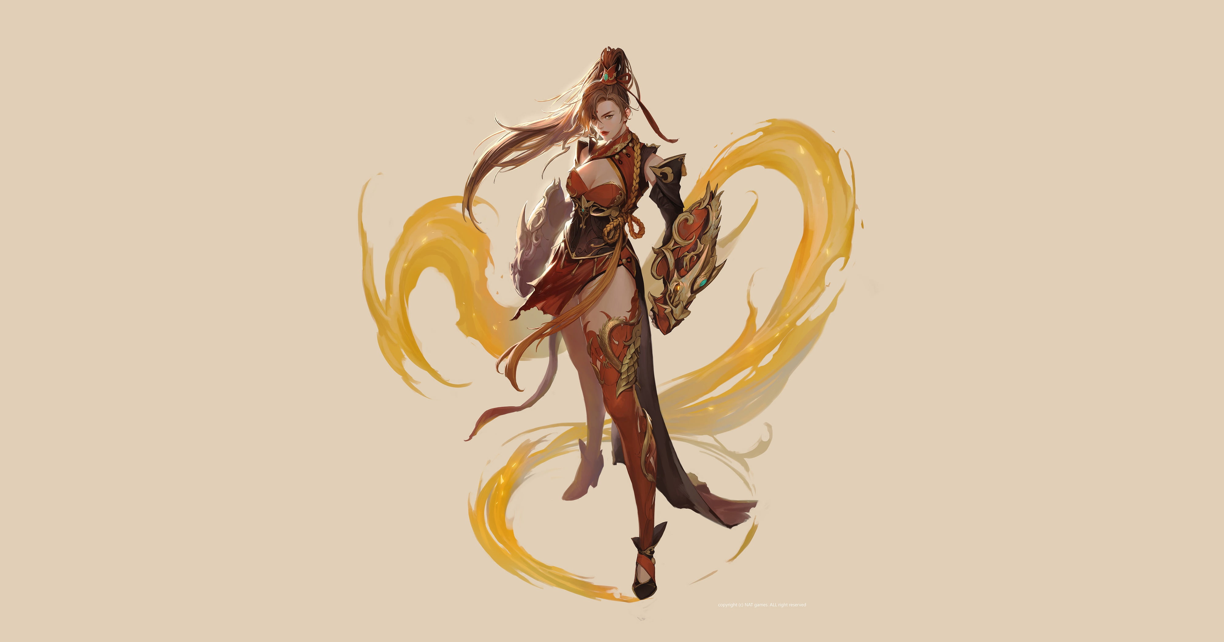 Minimalism, Pyran illust, Characters, bom Yeon, Fantasy, Art, Style, Elf, Figure, Beautiful, 4K, Girl, Illustration, Magic, HD Wallpaper