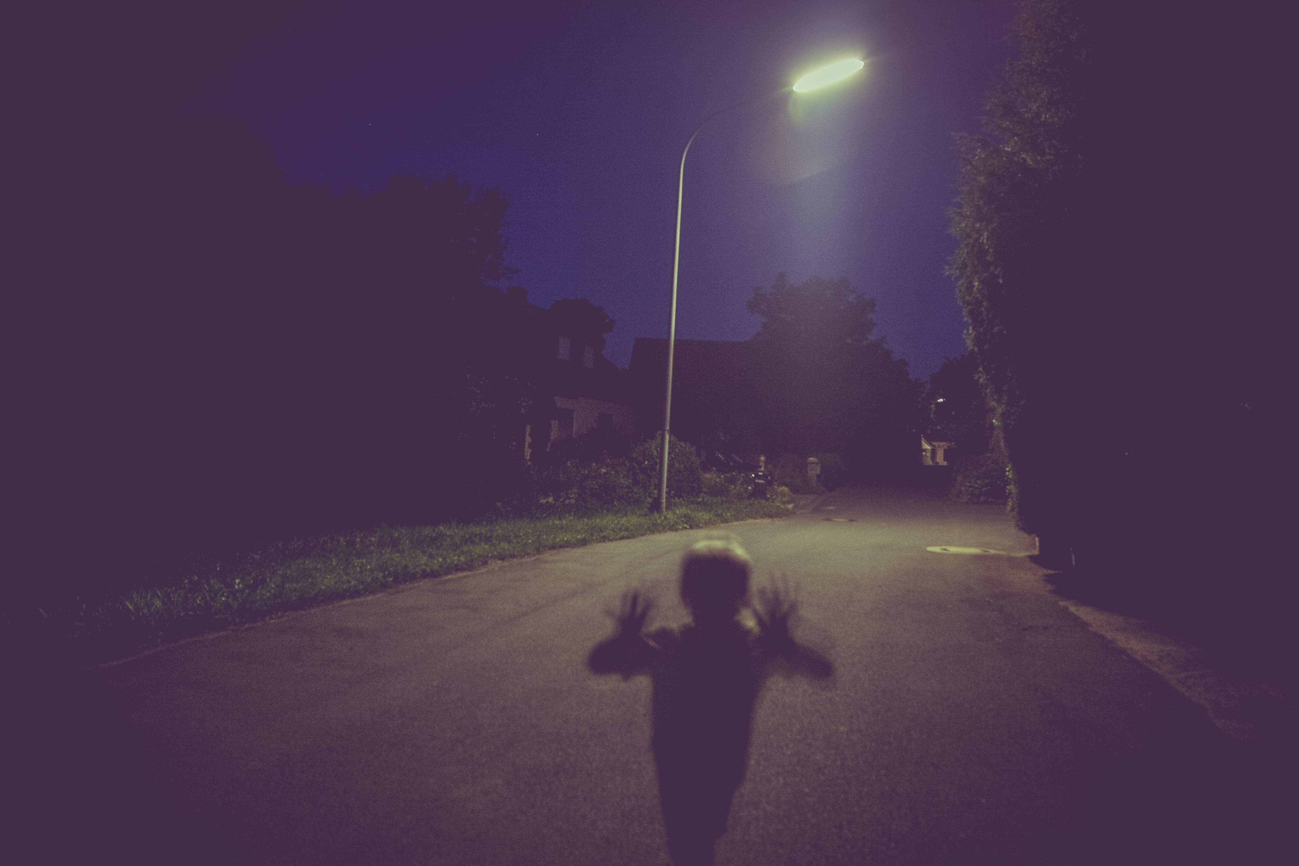 running, frightening, scare, figure, sport, monster, nightmare, illuminated, motion, weird, spirit, gloomy, tree, creepy, plant, dark, sky, creature, lighting equipment, HD Wallpaper
