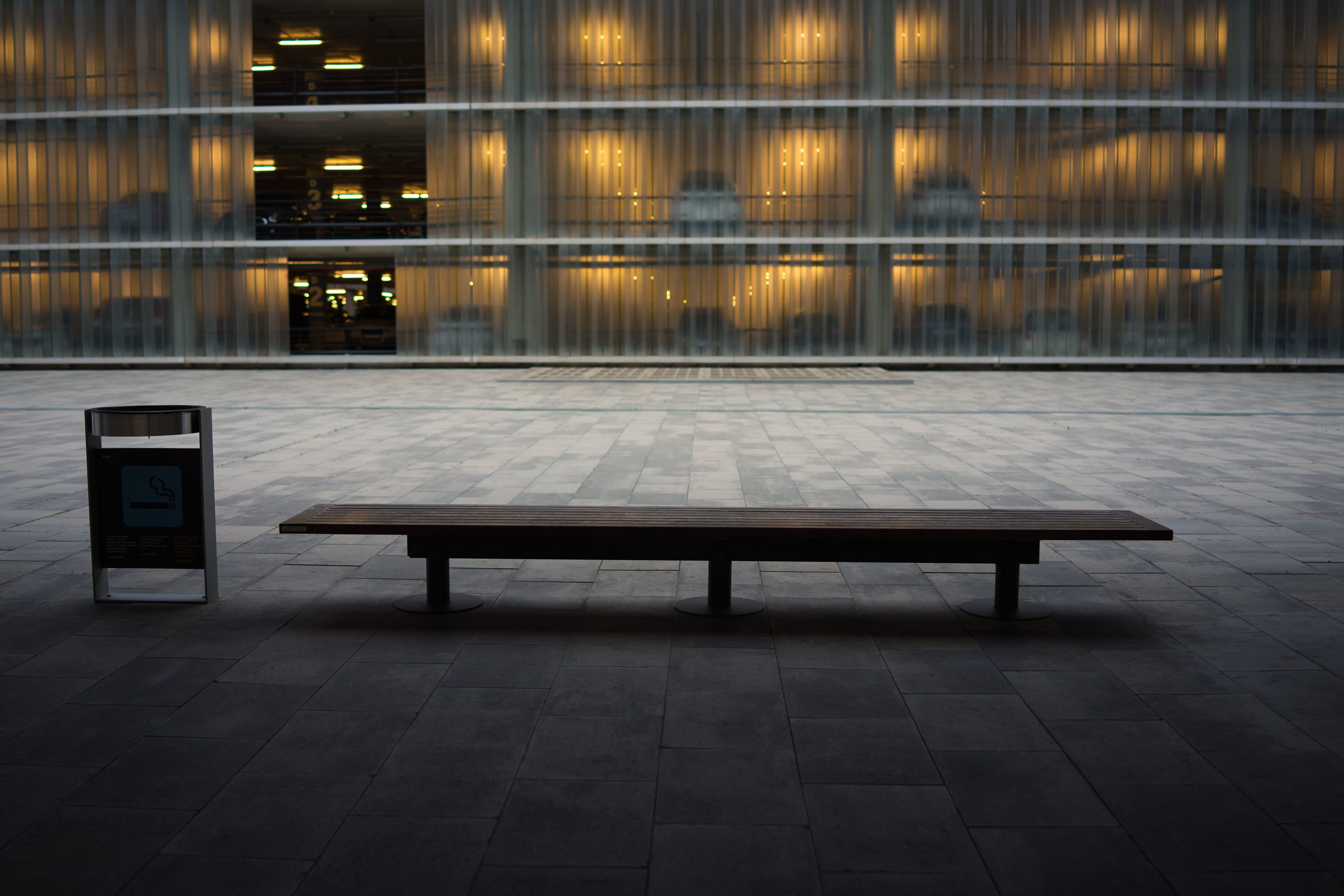 no people, sport, communication, empty, outdoors, existing light, absence, illuminated, night, bench, wood - material, barcelona, spain, flooring, 4K, HD Wallpaper