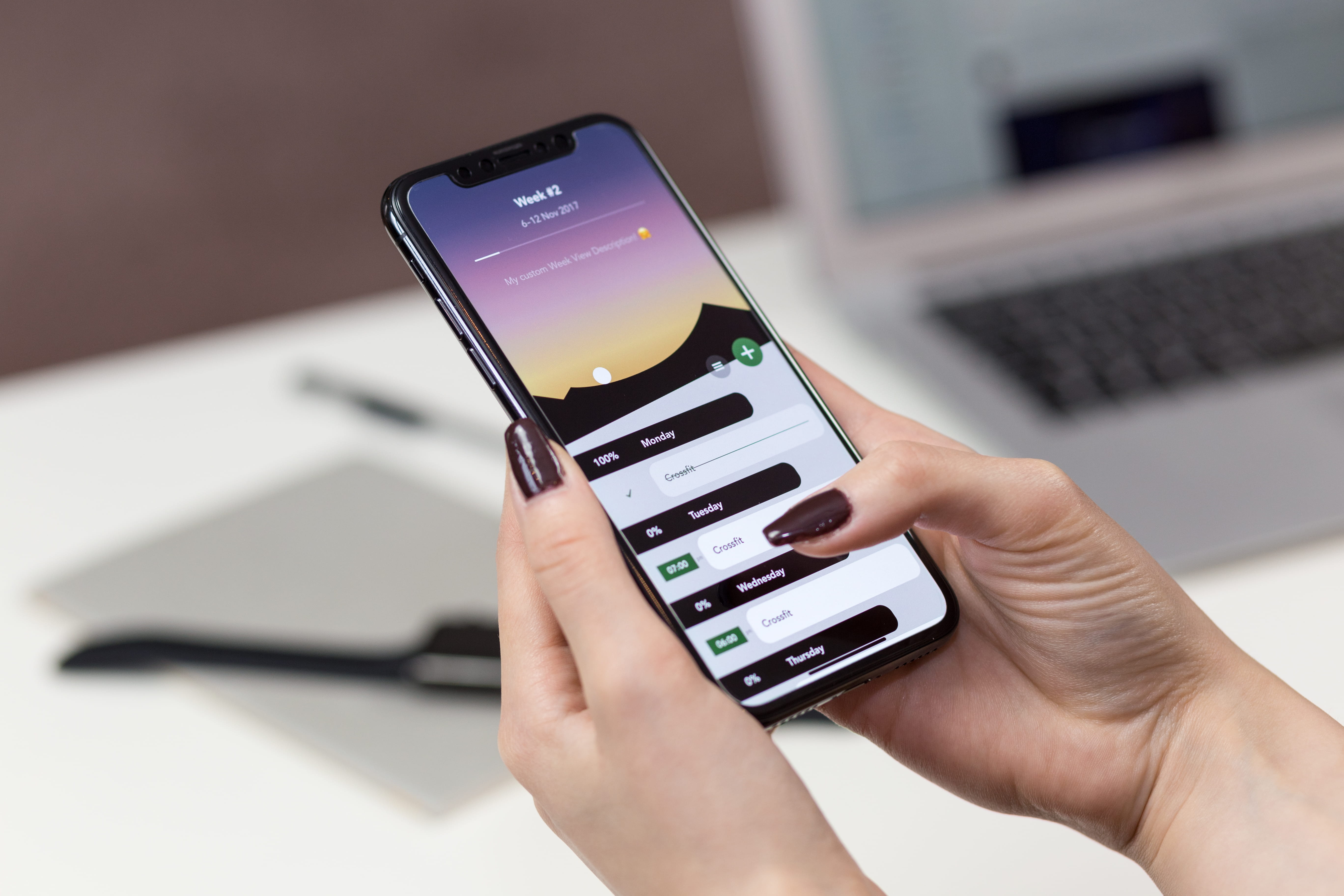 smartphone, one person, wireless technology, touch, human hand, device, hand, information, person, hands, desk, keyboard, data, electronics, telephone, HD Wallpaper