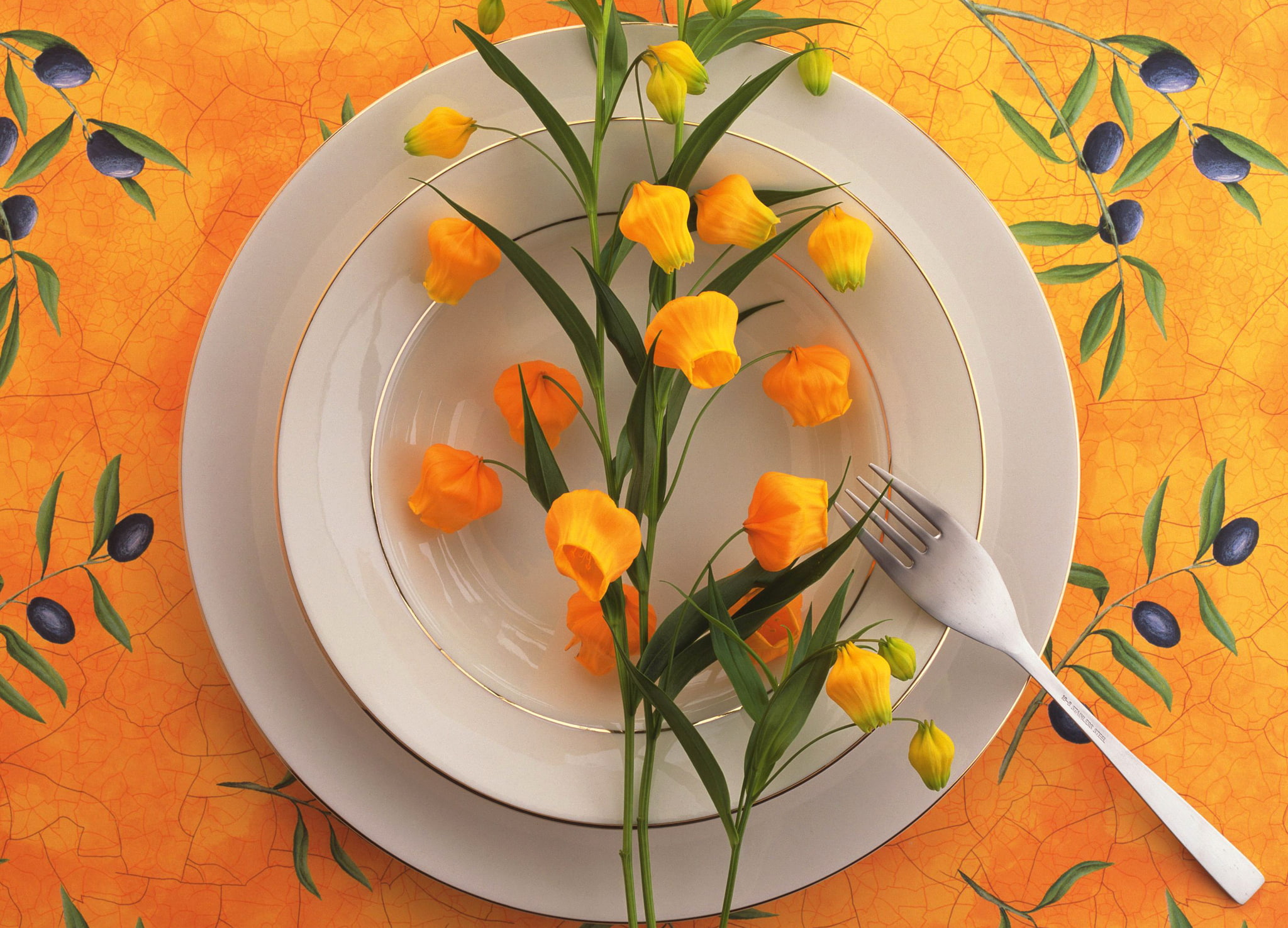 1080P, plug, still life, plate, flowers, HD Wallpaper