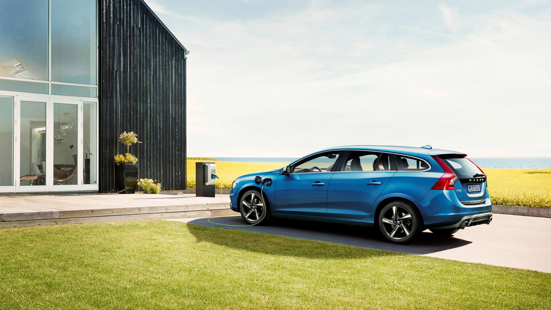 blue, door, cars, volvo, hybrid, 2014, 1080P, plug, v, hatchback, r, HD Wallpaper