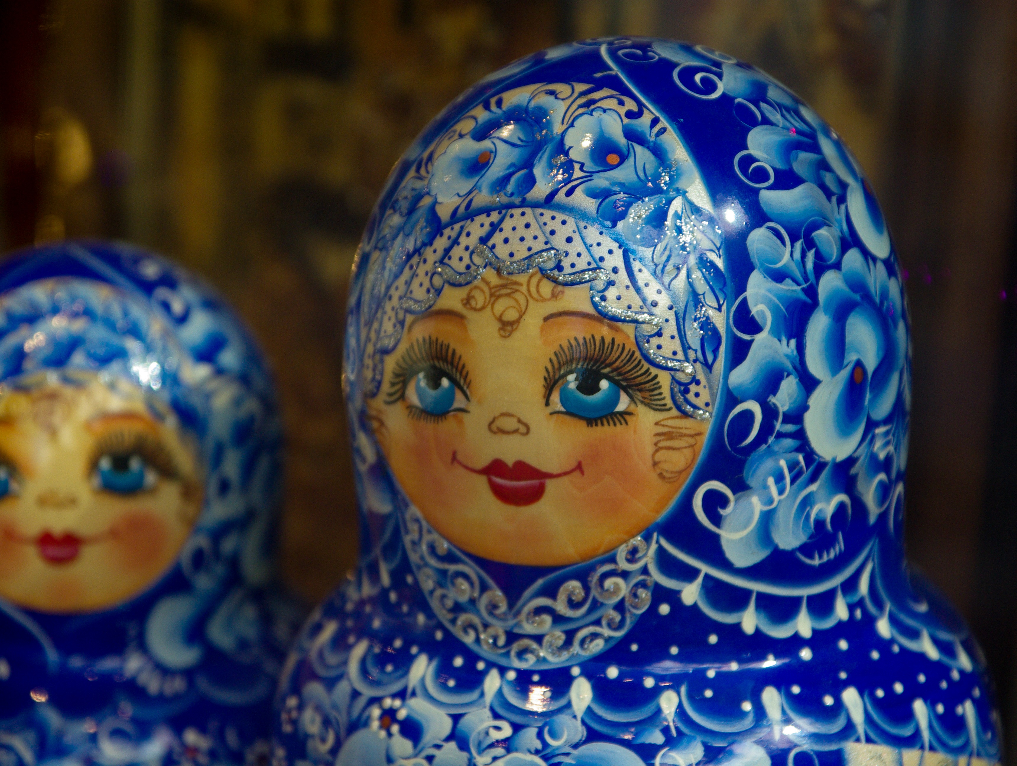 blue, female likeness, russian dolls, craft, doll, selective focus, 2K, focus on foreground, retail display, no people, festival, asia, representation, HD Wallpaper