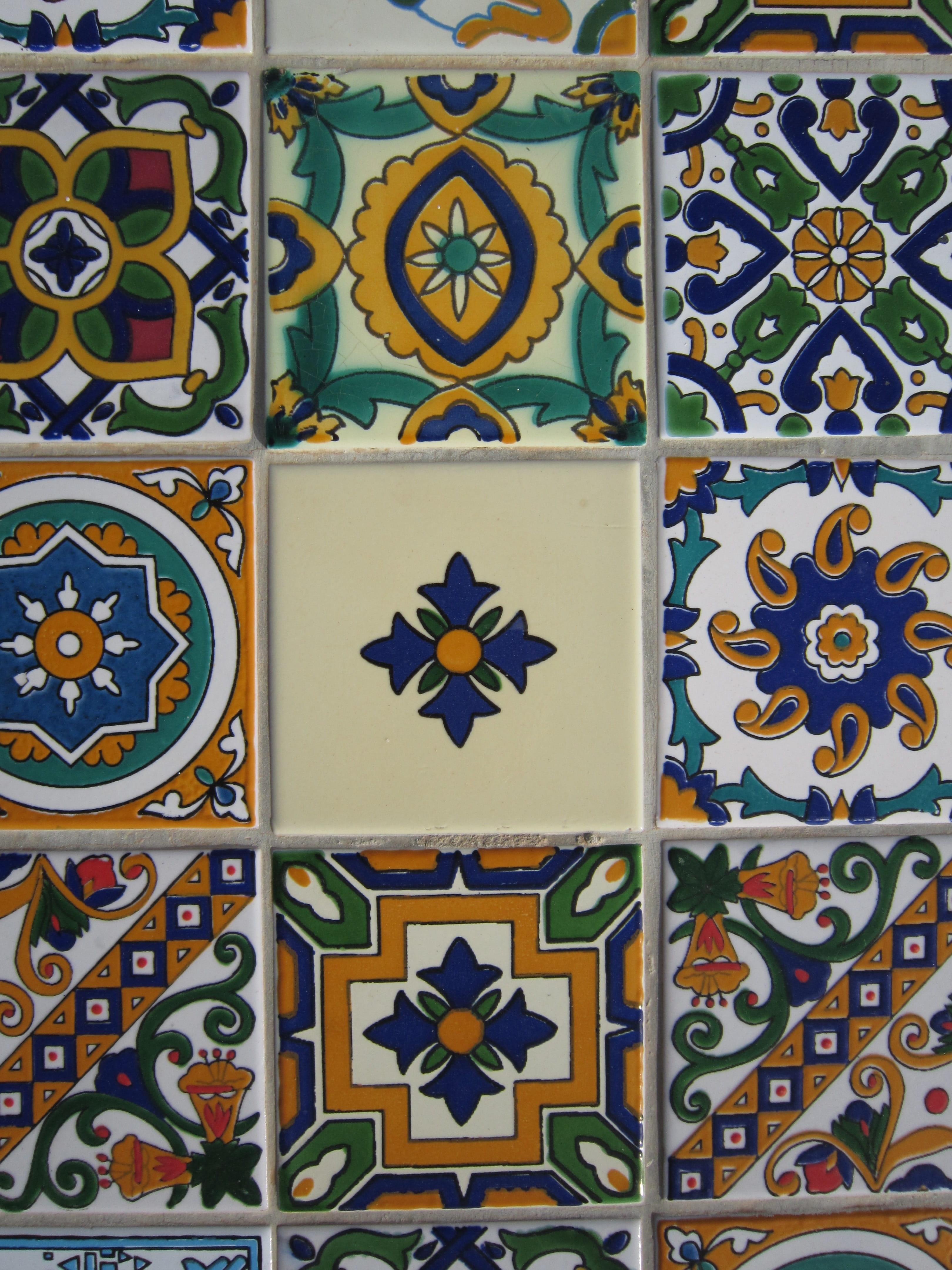 craft, multi colored, no people, floral pattern, Pattern, variation, choice, Ceramic, full frame, close-up, art and craft, tiled floor, decorative, tiles, Phone HD Wallpaper
