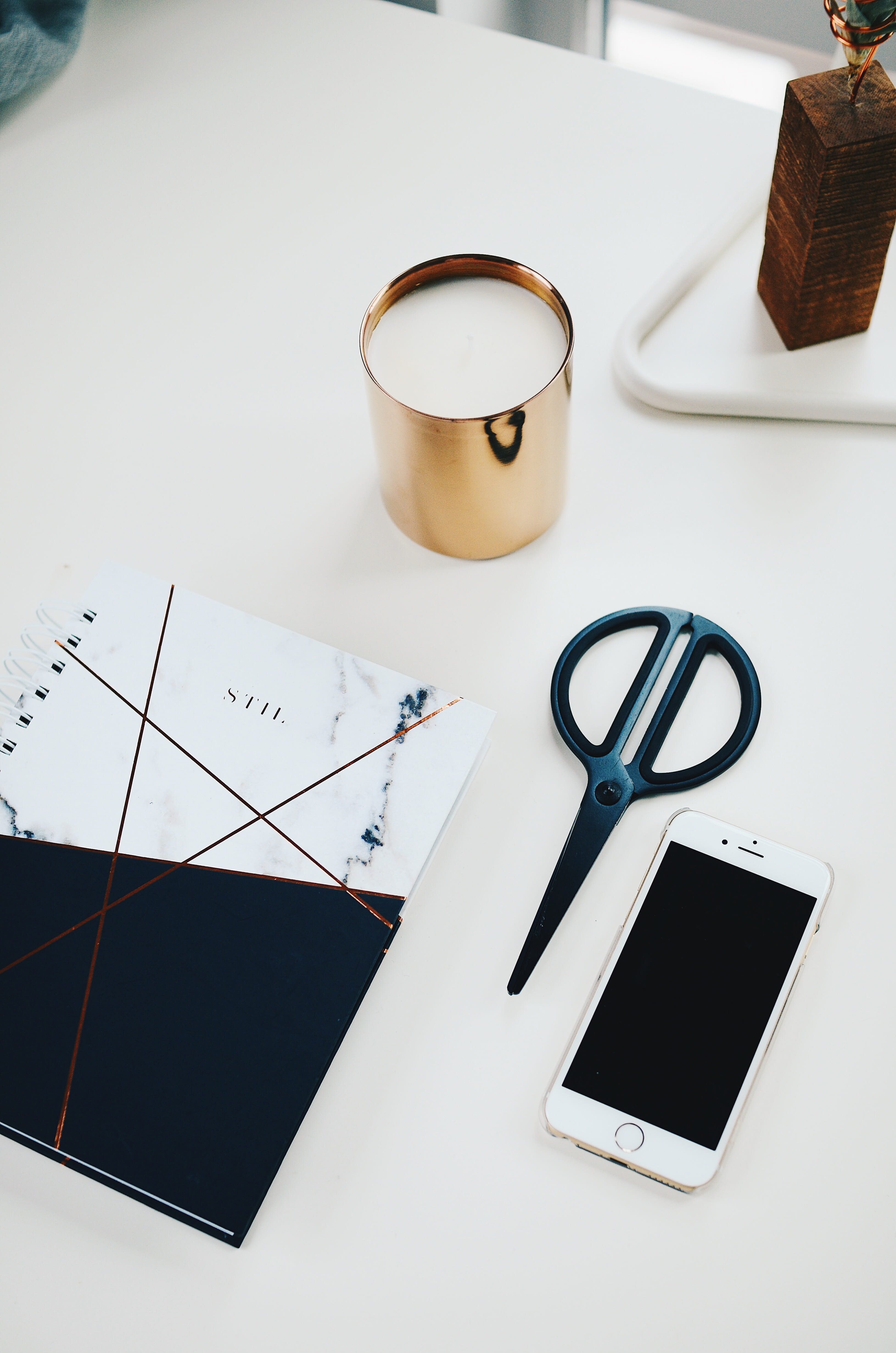 mobile phone, office, beside, refreshment, indoors, notebook, glasses, gold, eyewear, no people, publication, desk, apple, phone, scissors, wireless technology, Phone HD Wallpaper