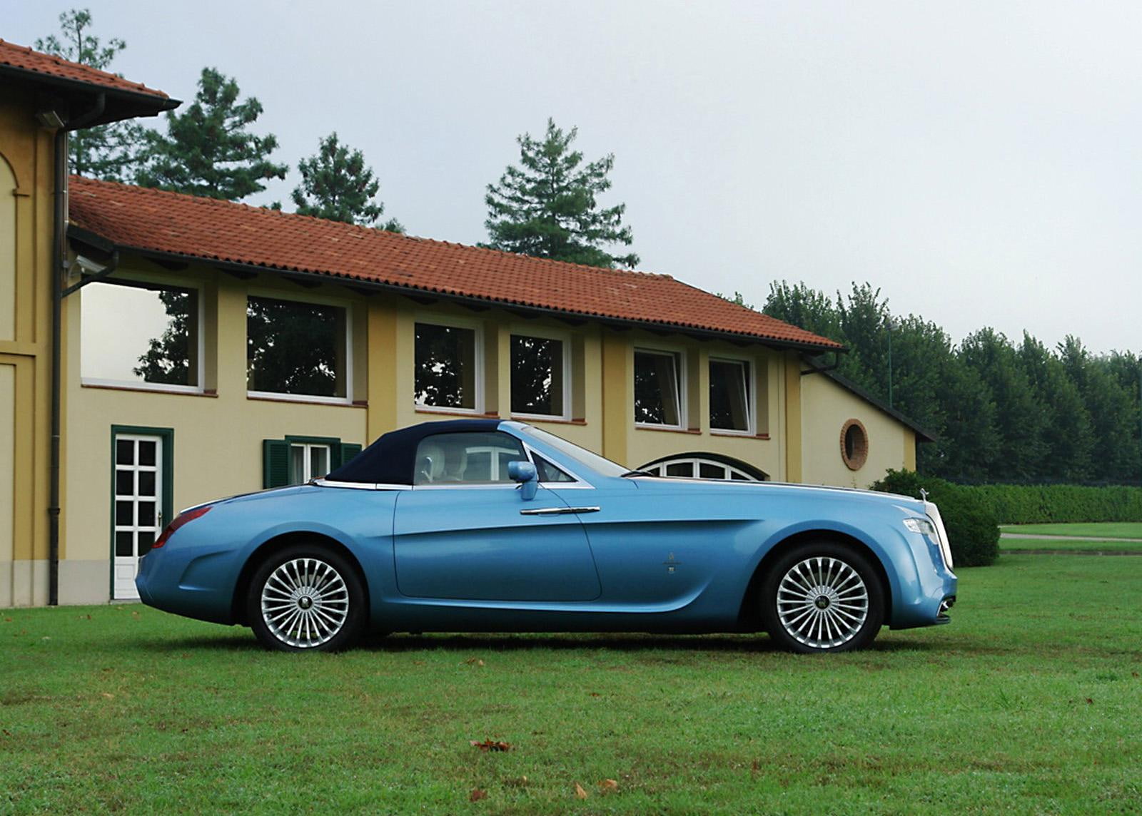 architecture, 720P, sky, built structure, house, pininfarina, no people, garage, green color, tree, royce, car, outdoors, land vehicle, retro styled, rolls, HD Wallpaper
