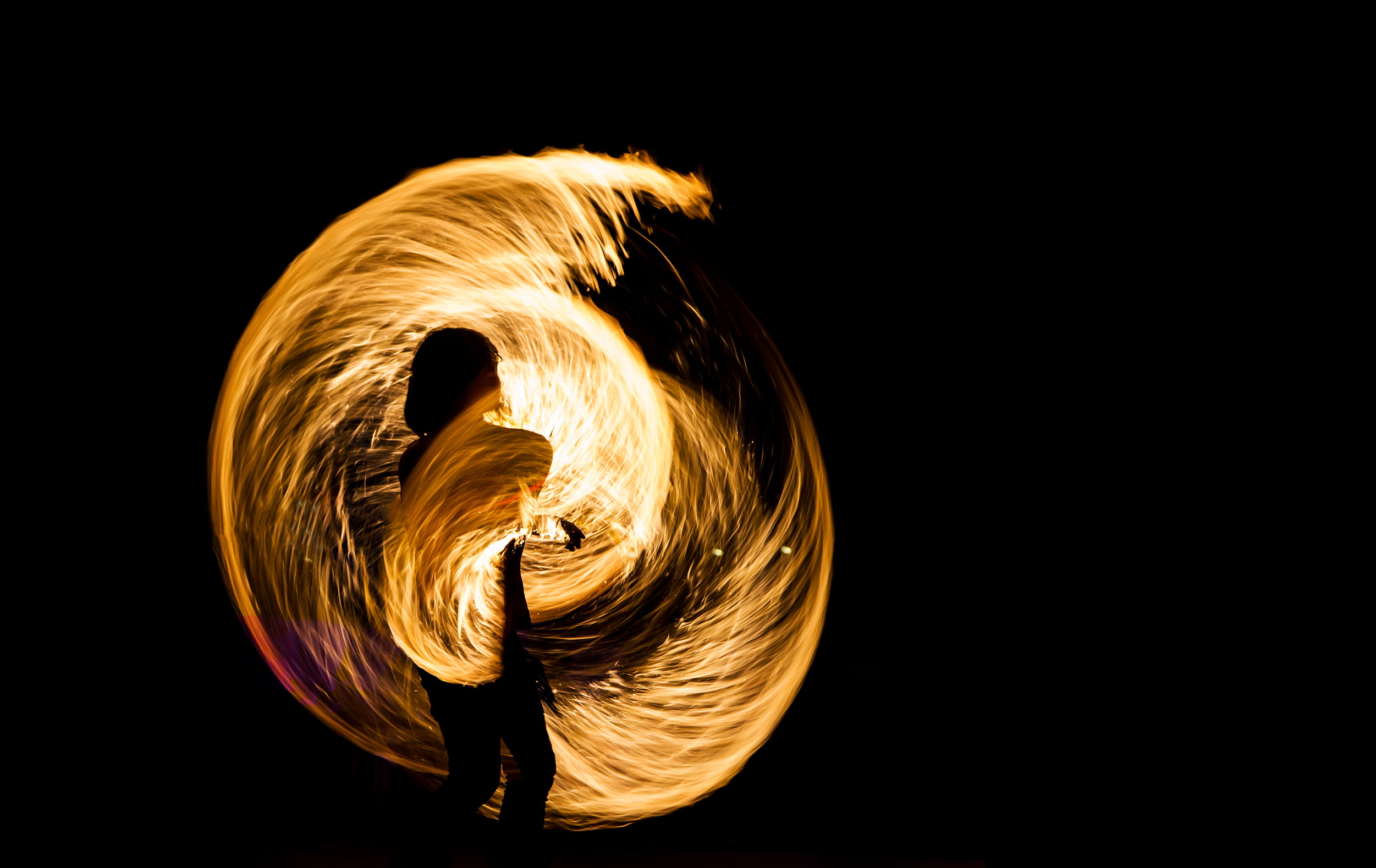 effect of light, juggling, fire, 1080P, HD Wallpaper