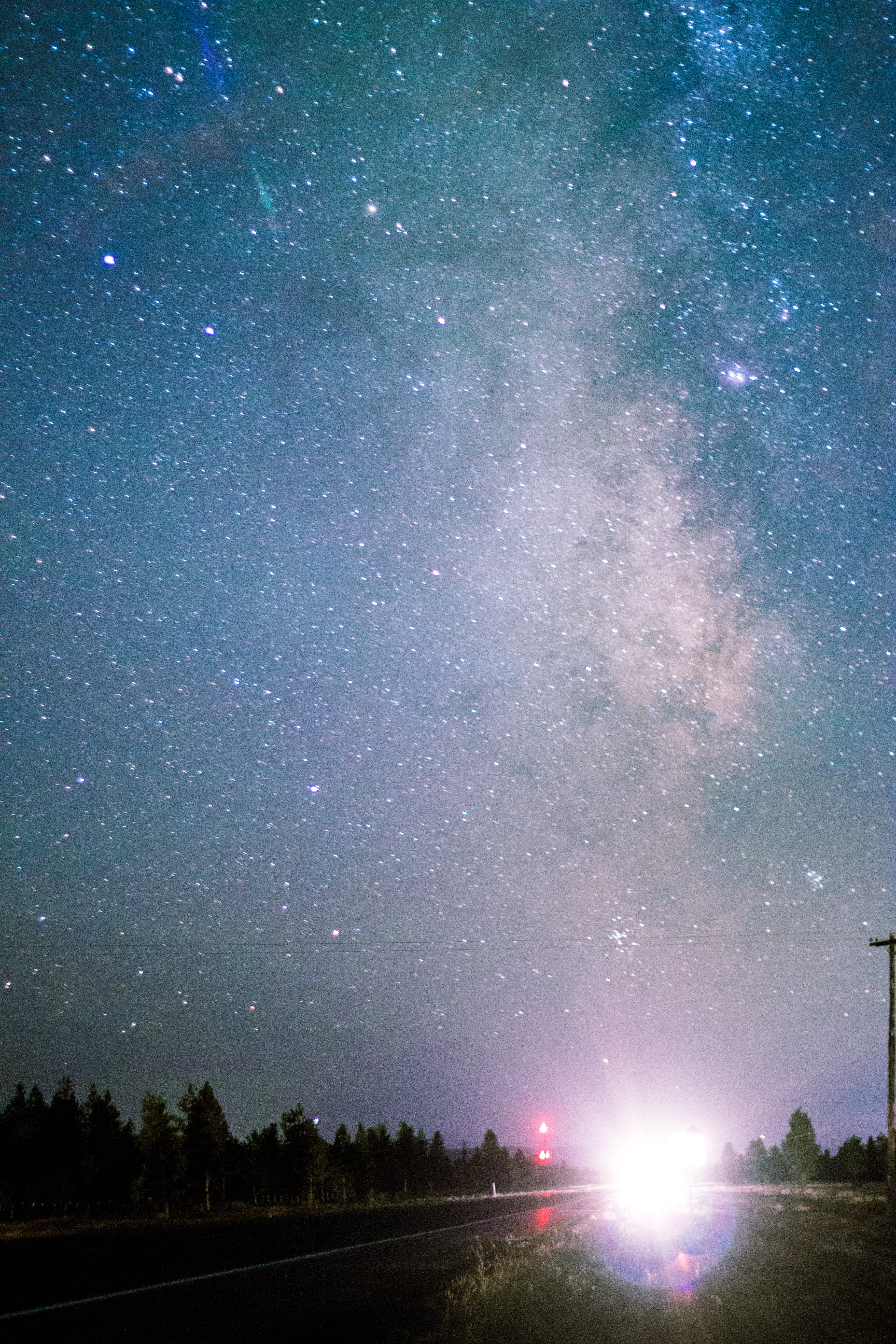 united states, stars, astrophotography, nature, pacific north west, crescent, star - space, tranquility, travel, tranquil scene, milky way, trees, dark, Phone HD Wallpaper