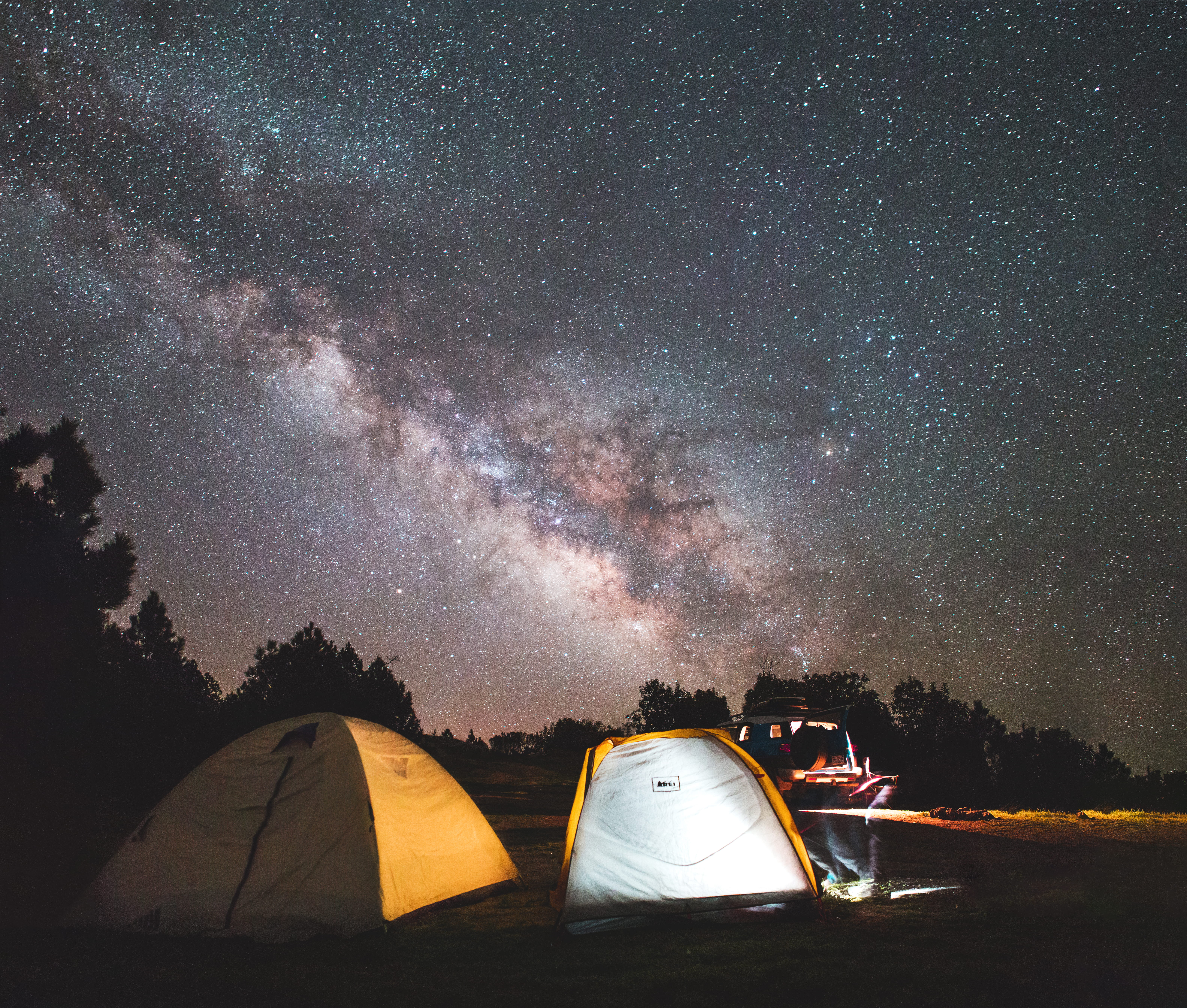 tents, space and astronomy, yellow, beauty in nature, star - space, leisure activity, californium, dark, 5K, silhouette, night, sky, space, star, light, HD Wallpaper