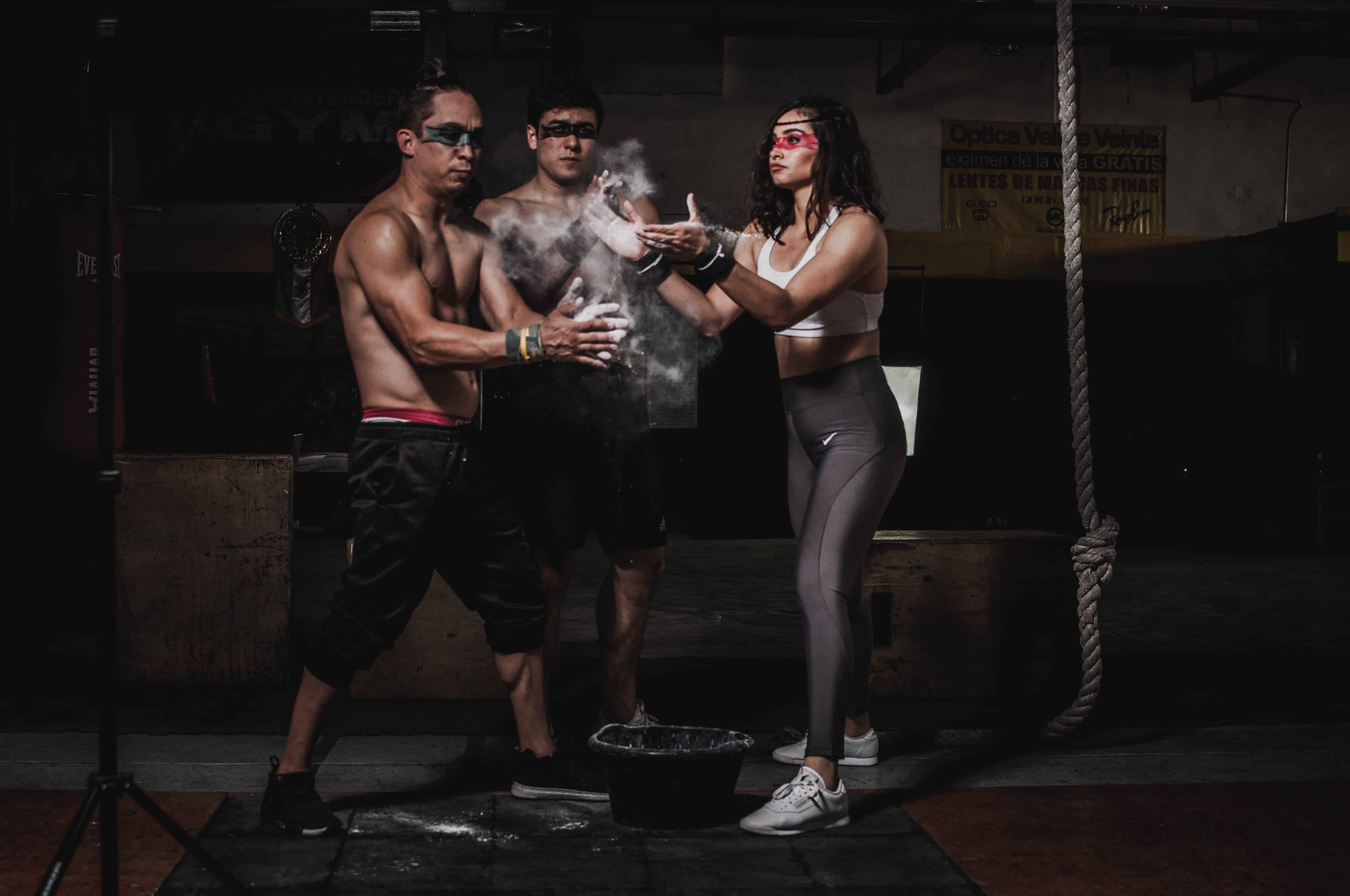 fitness, young men, gym, 4K, night, group of people, refreshment, three, lifestyles, wear, young adult, standing, drinking, powder, alcohol, portrait, HD Wallpaper