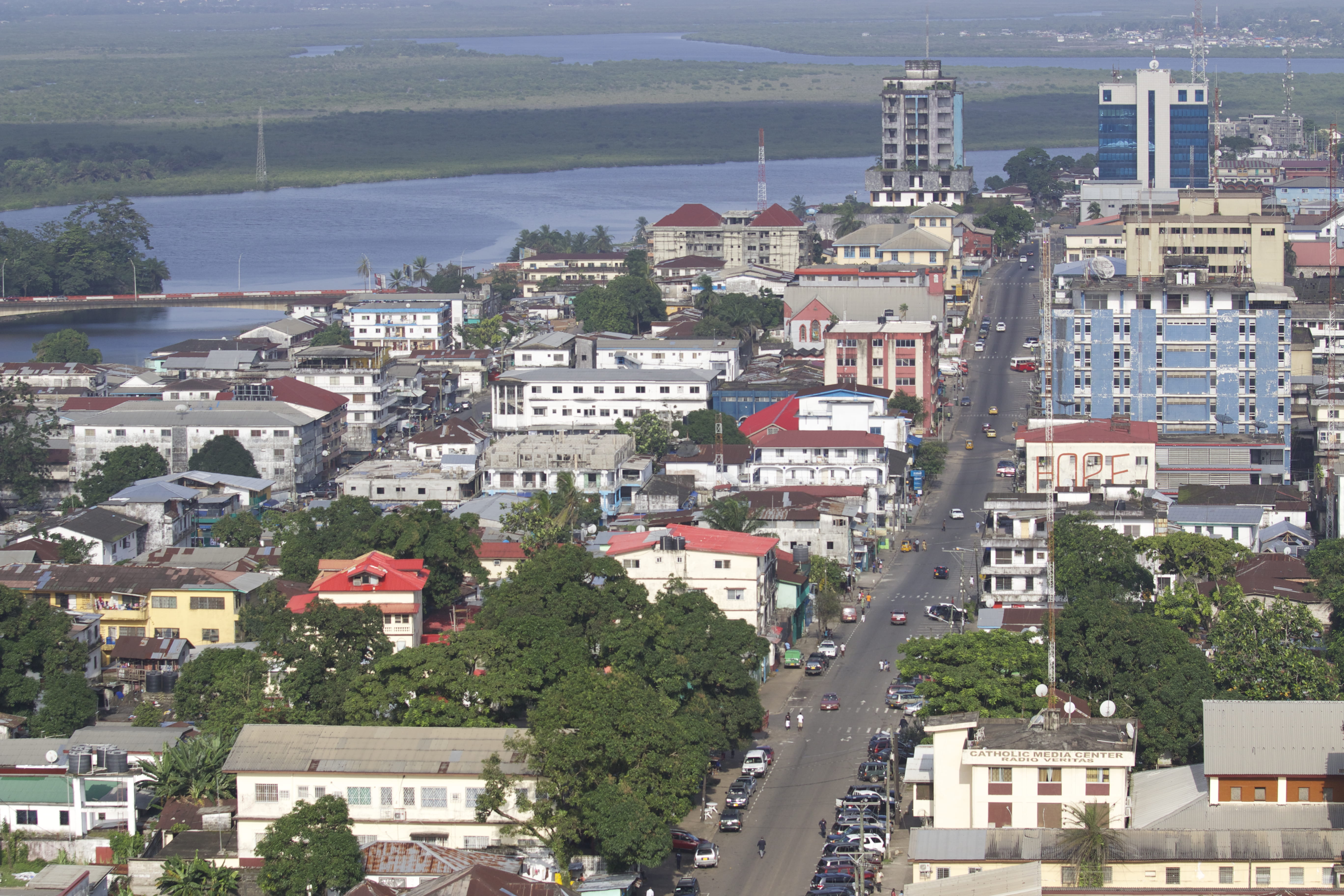 town, day, city life, liberia, aerial, high angle view, community, plant, city, cityscape, 5K, transportation, hope, tree, townscape, outdoors, crowded, HD Wallpaper