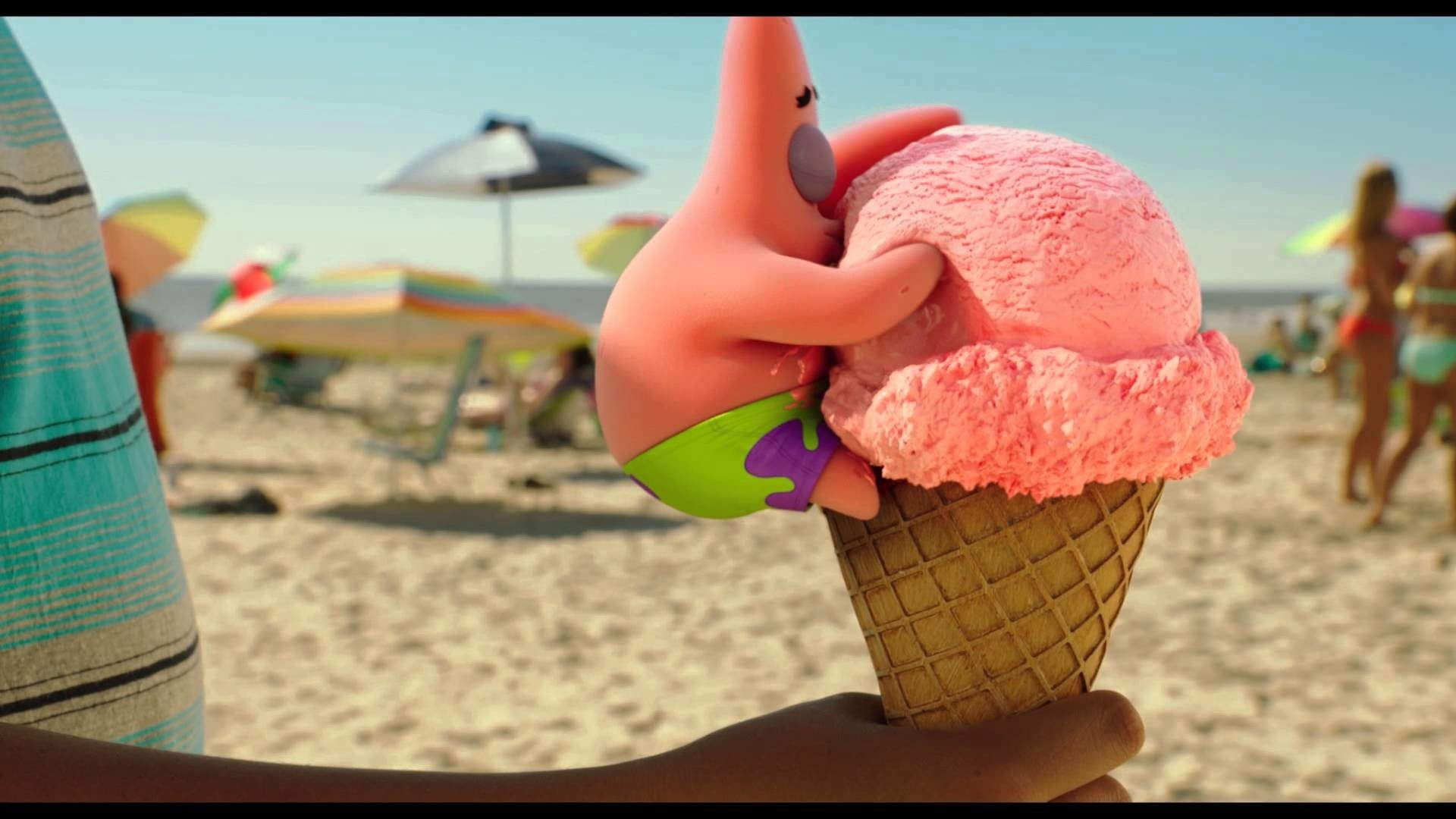 beach, cone, food and drink, sea, focus on foreground, The SpongeBob Movie: Sponge Out of Water, unhealthy eating, Movie, temptation, 1080P, ice cream, HD Wallpaper