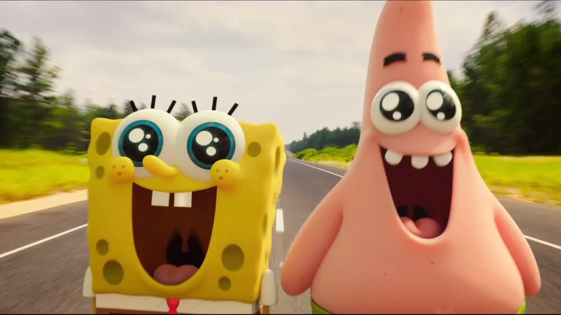 cloud - sky, anthropomorphic smiley face, nature, smiling, The SpongeBob Movie: Sponge Out of Water, portrait, human representation, sky, road, fun, representation, HD Wallpaper