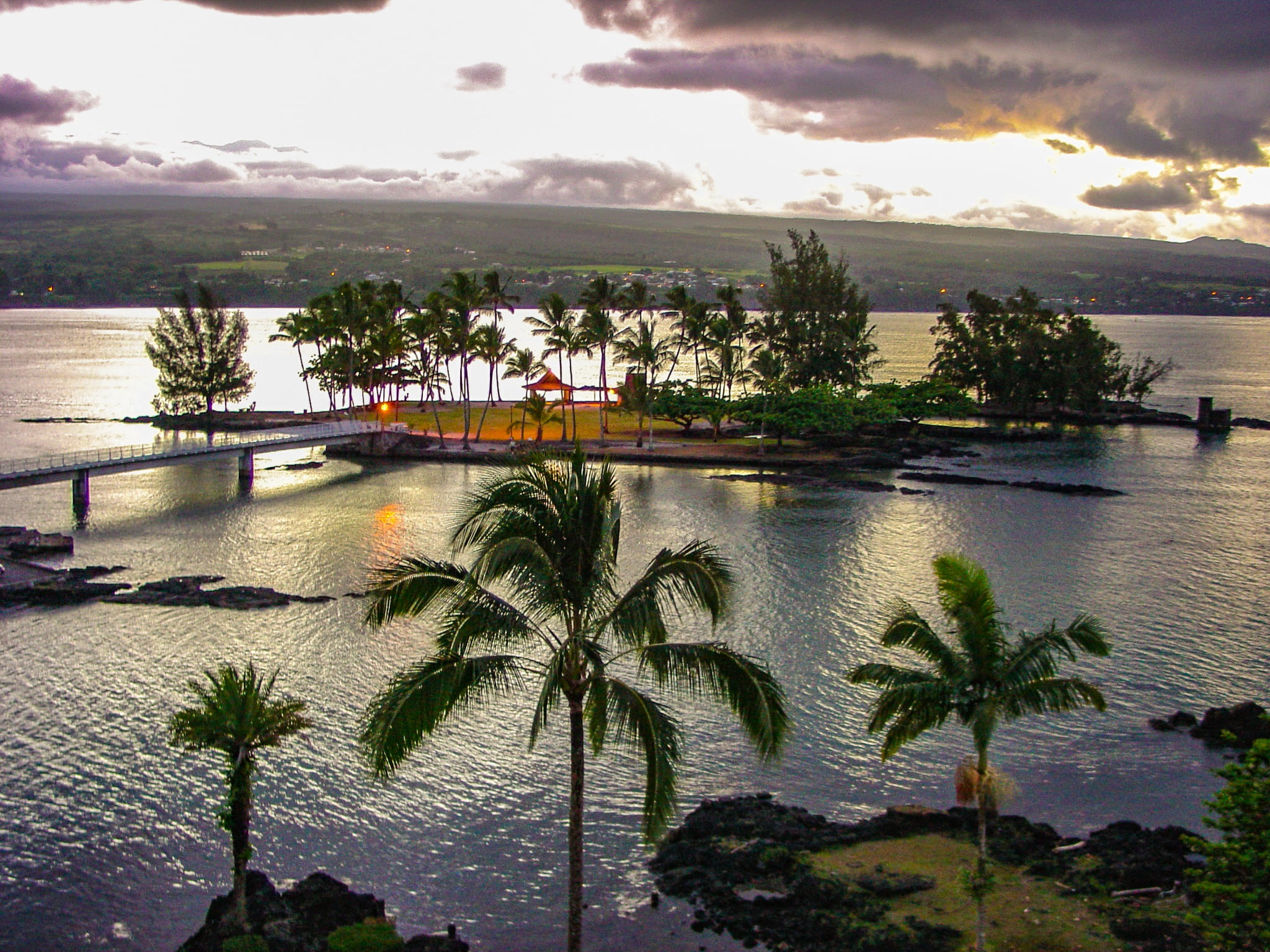 palm, palm tree, tranquil scene, scenics - nature, reflection, hilo, trees, hawaii, built structure, sea, cloud - sky, water, coconut, sky, outdoors, tree, HD Wallpaper