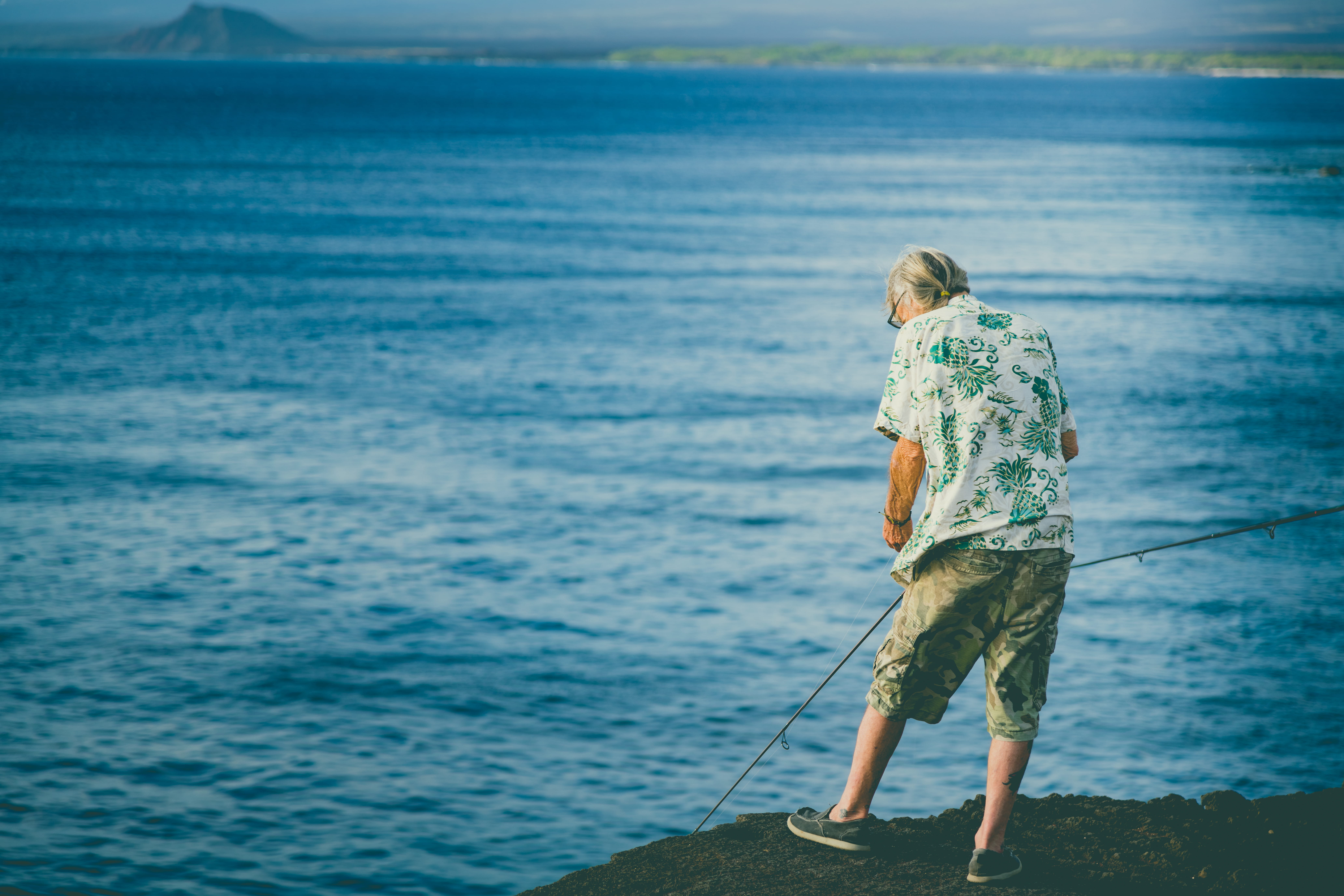 rear view, volcano national park, full length, united states, horizon, outdoors, person, standing, nature, day, clothing, man, casual clothing, sea, human, HD Wallpaper