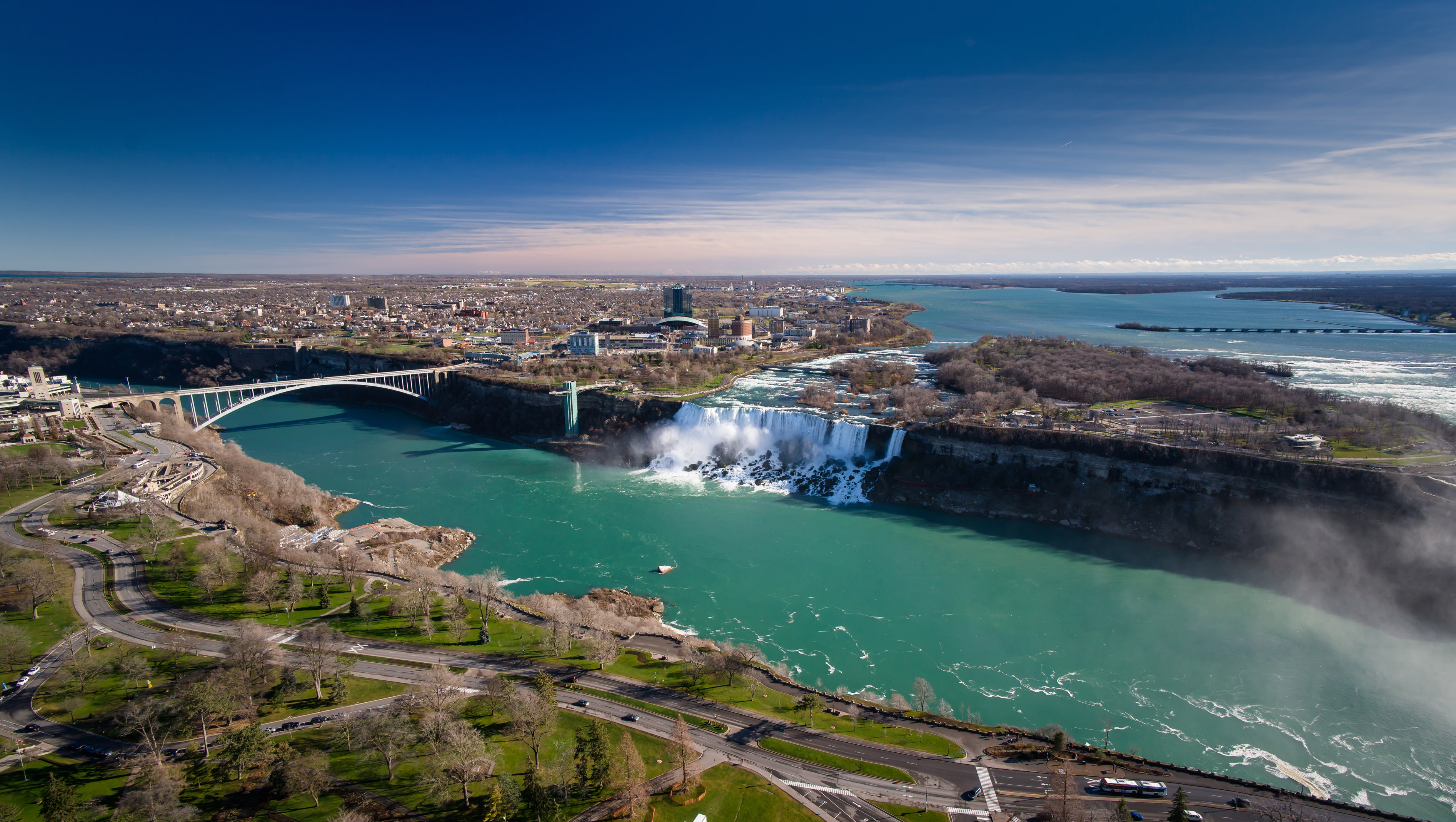 2K, Canada, panorama, river, white, Ontario, Niagara falls, bridge, wide, HD Wallpaper