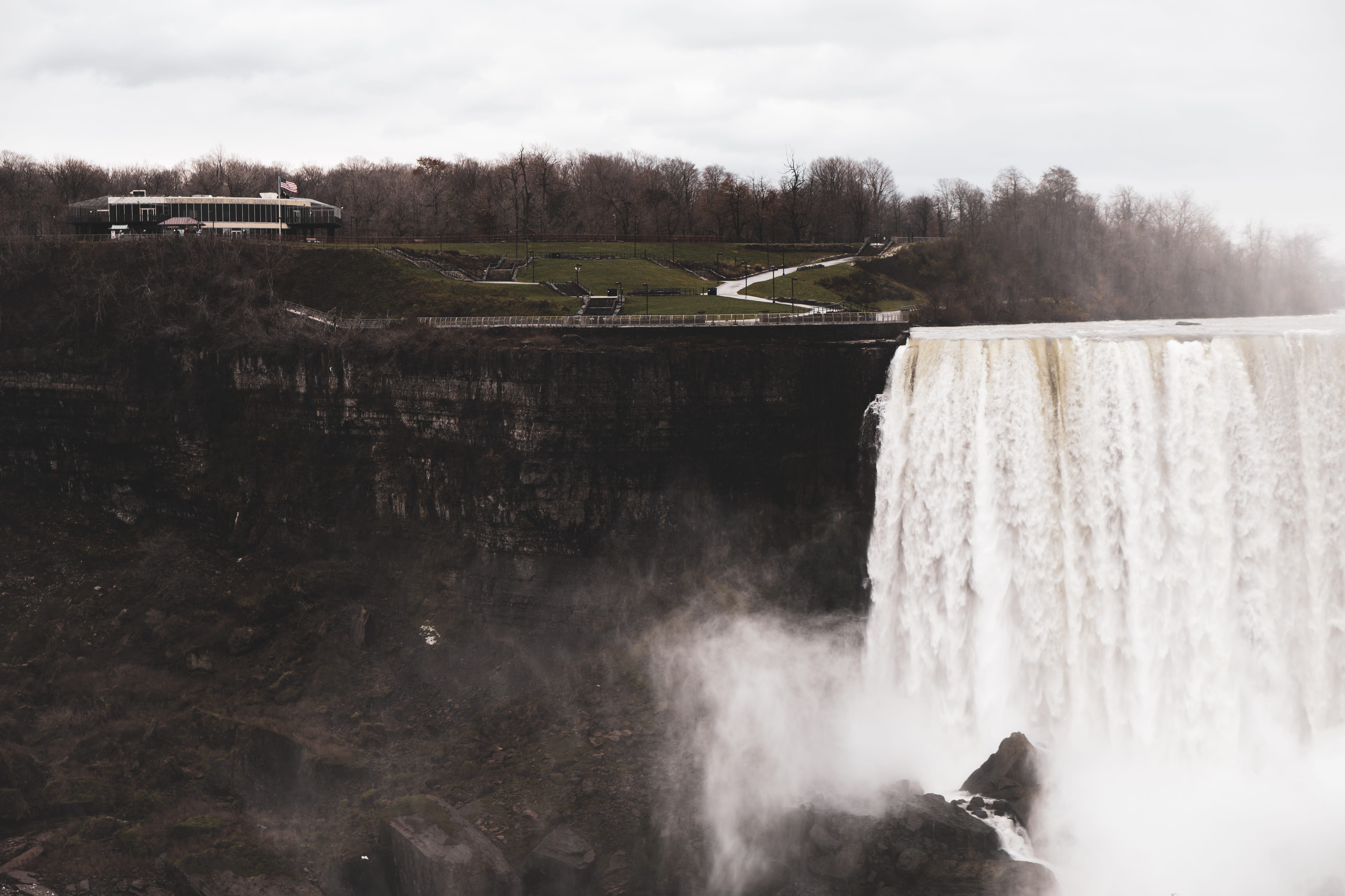daytime, outdoors, canada, day, power in nature, tranquil scene, tranquility, river, motion, landscape, travel destinations, plant, tree, flowing, niagara, HD Wallpaper